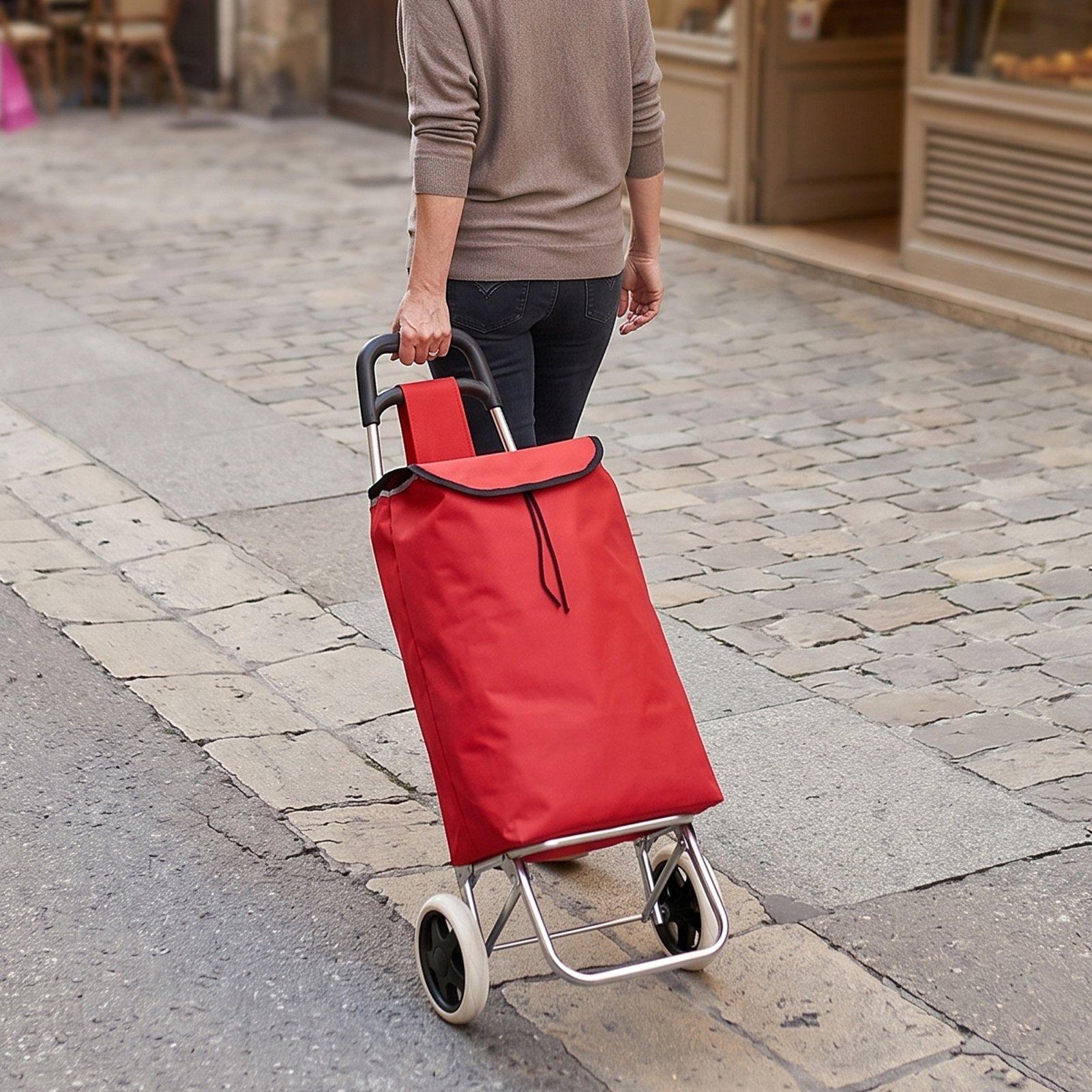 Red - LIFE IDEAS SPORT - Portable 2-Wheel Shopping Trolley - 1