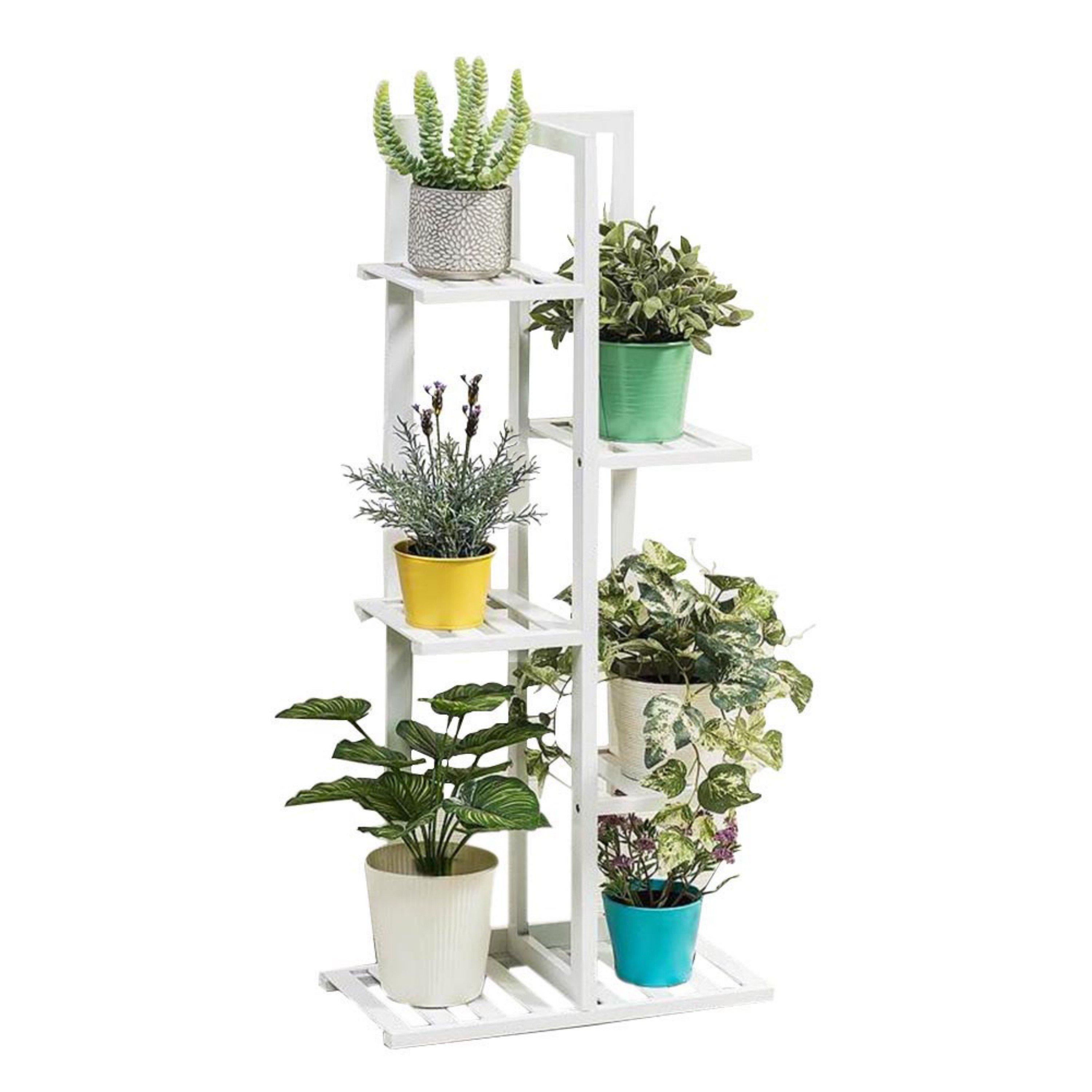 White - LIFE IDEAS - 5-Tier White Wooden Plant Stand - 2