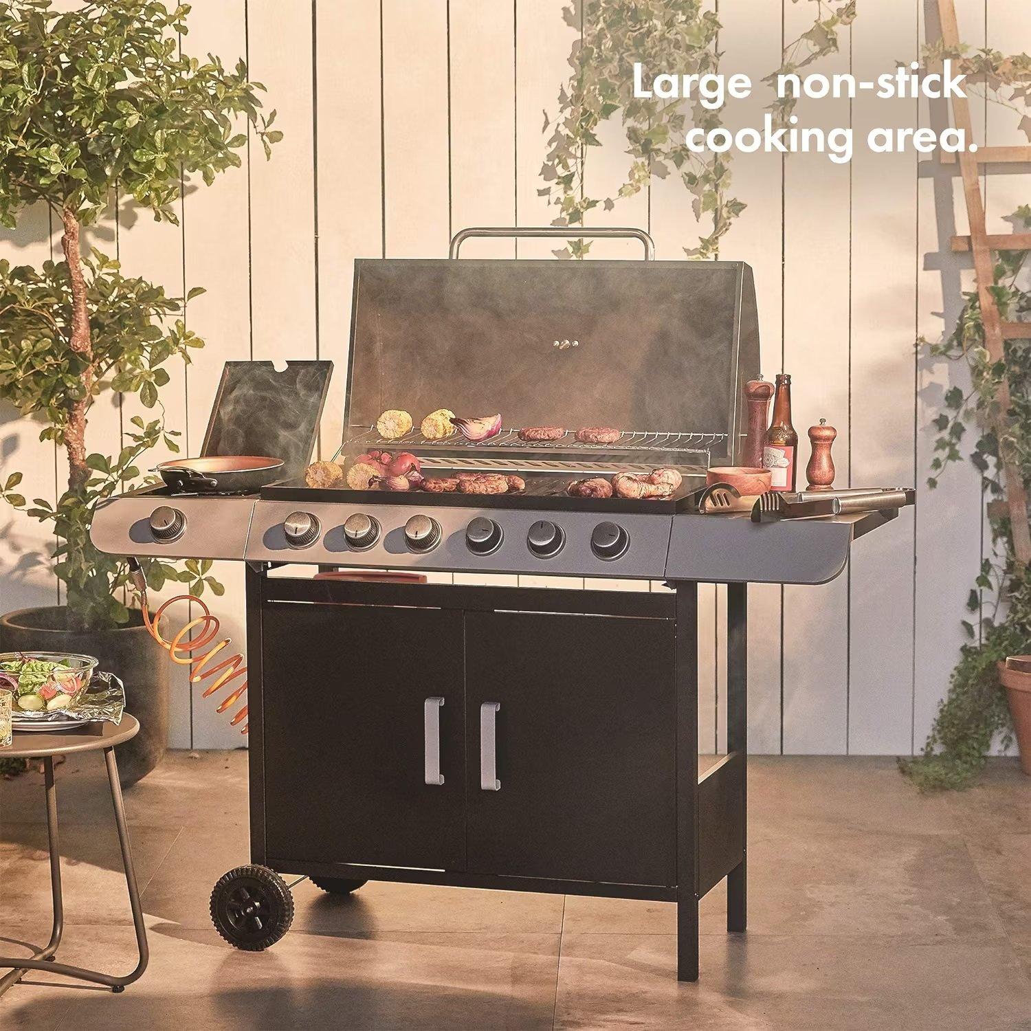 Black - VonHaus - VonHaus - 6+1 Burner Gas Barbecue - 2