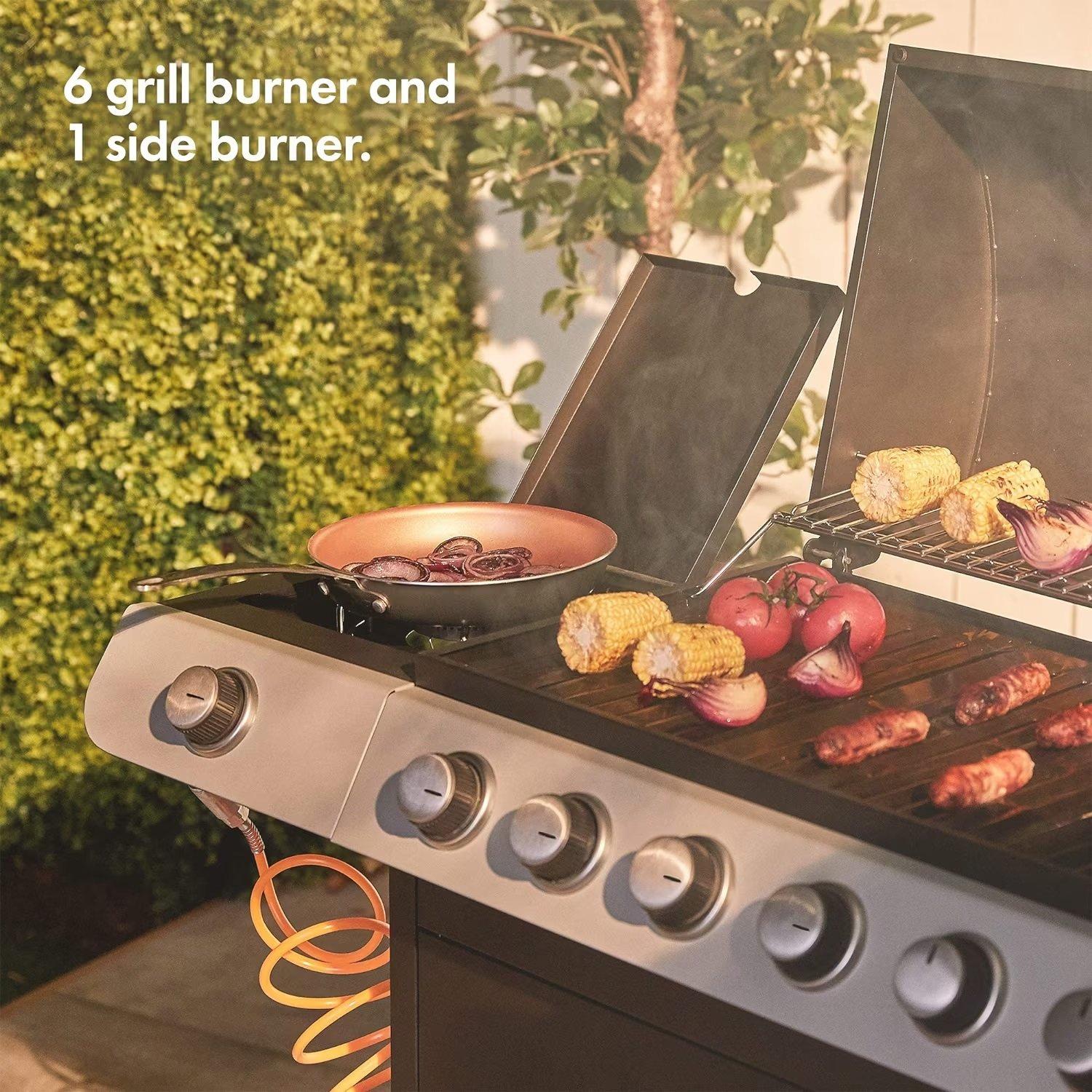 Black - VonHaus - VonHaus - 6+1 Burner Gas Barbecue - 3