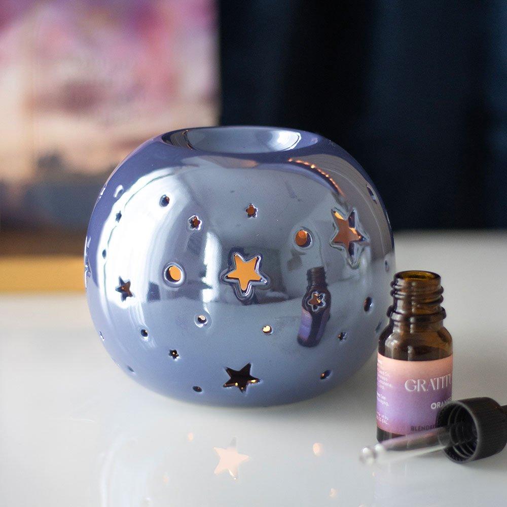 Something Different  Purple Iridescent Star Oil Burner And Wax Warmer - Blue