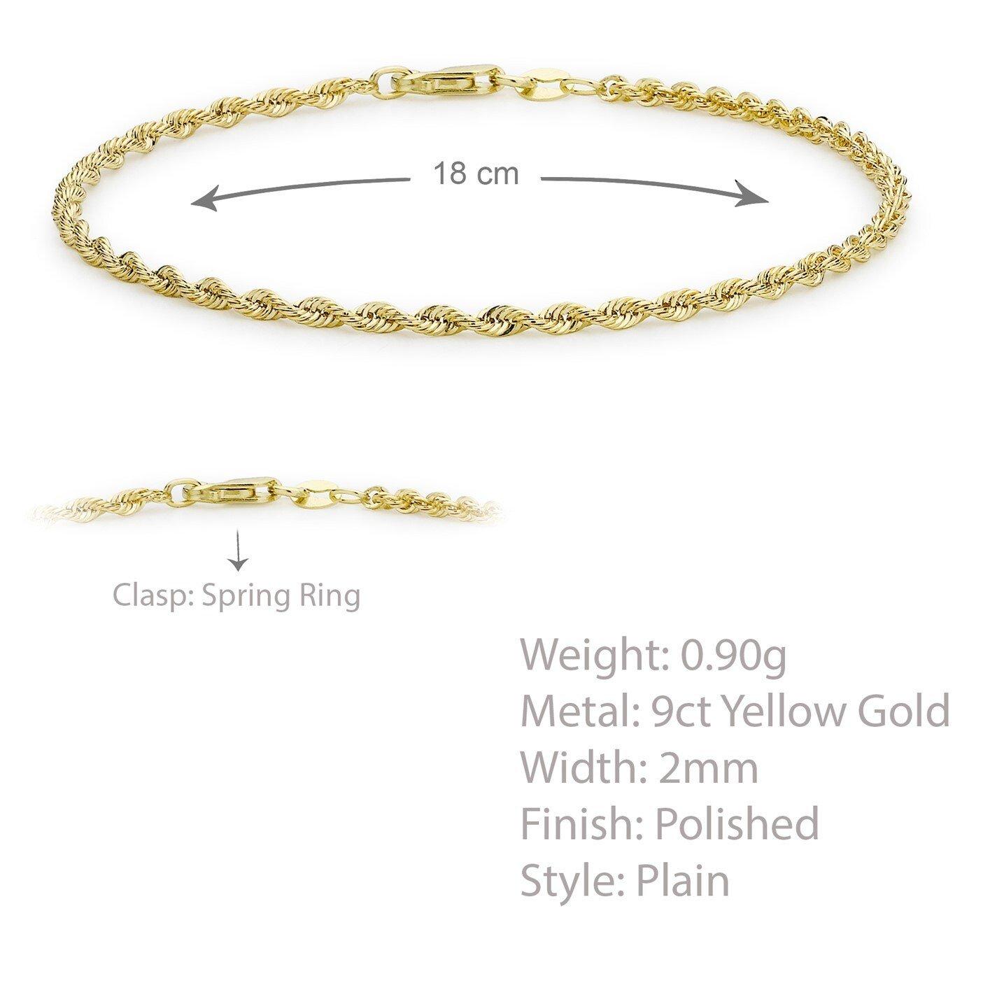 Yellow Gold - Be You - 9ct Yellow Gold Hollow Rope Bracelet - 5