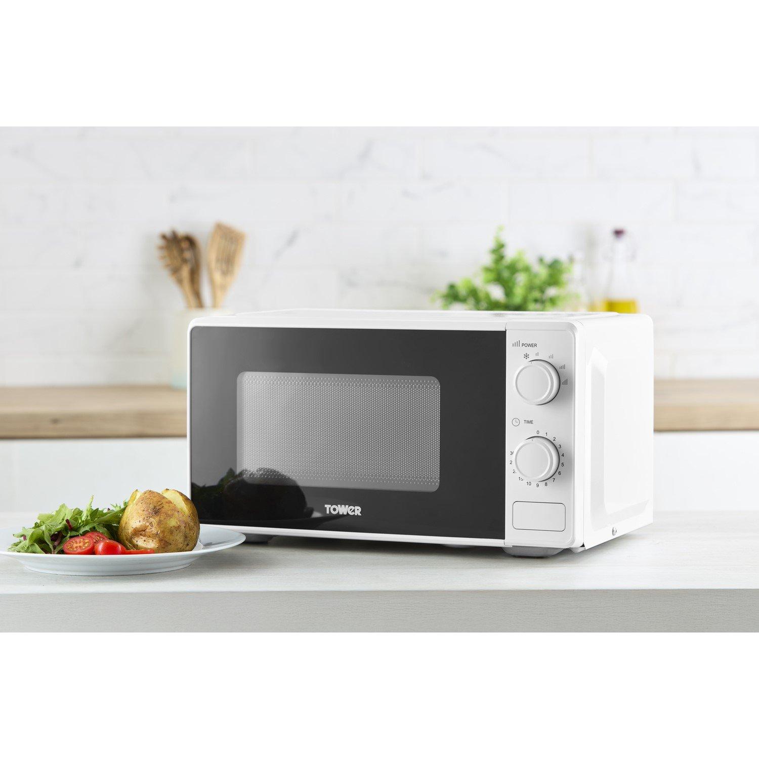 White - Tower - 20L 800W Microwave Manual Solo White - 9