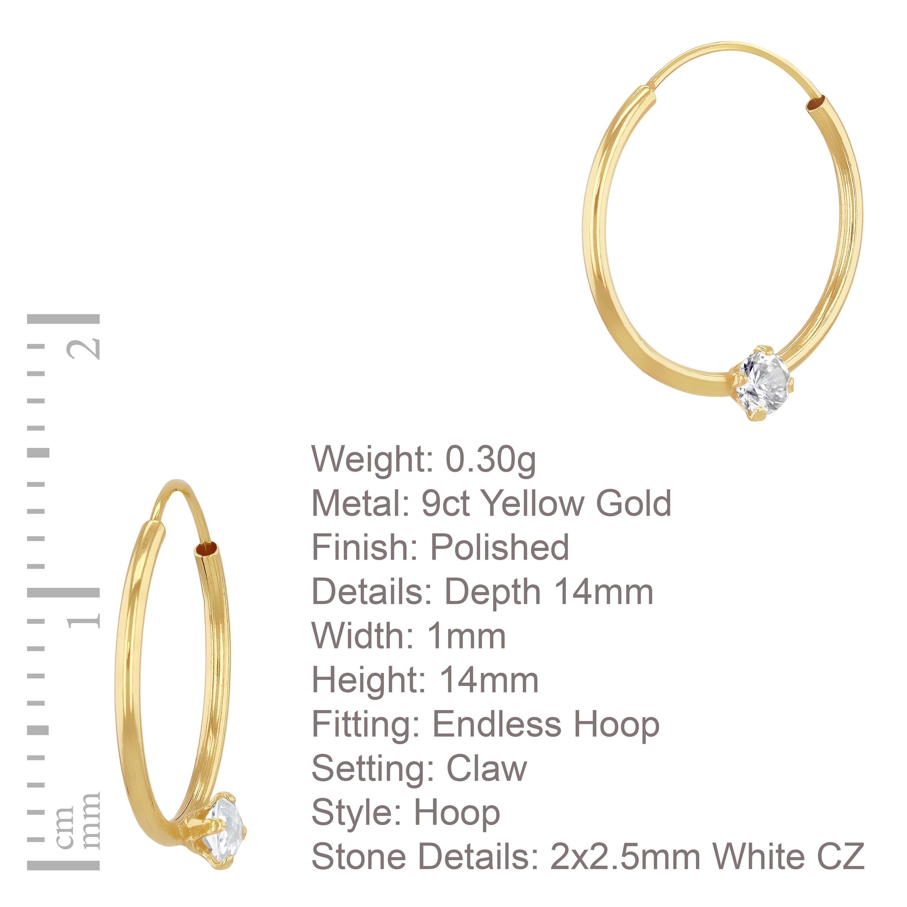 Yellow Gold - Be You - 9ct Yellow Gold CZ Sleeper Earring - 5