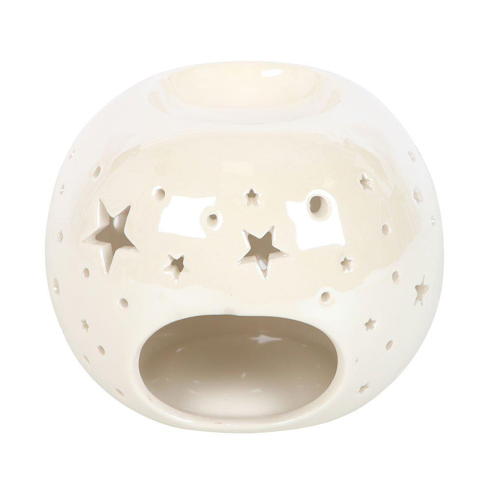 White - Something Different - White Iridescent Star Oil Burner and Wax Warmer - 2