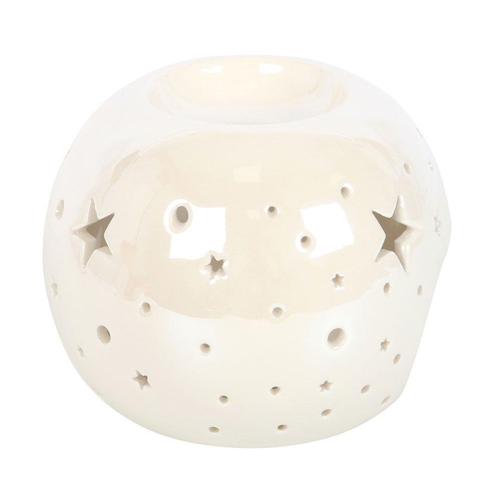 White - Something Different - White Iridescent Star Oil Burner and Wax Warmer - 3