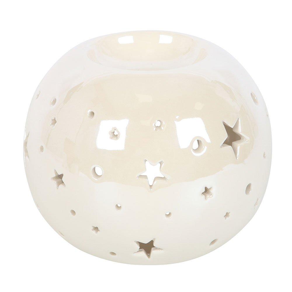 White - Something Different - White Iridescent Star Oil Burner and Wax Warmer - 4