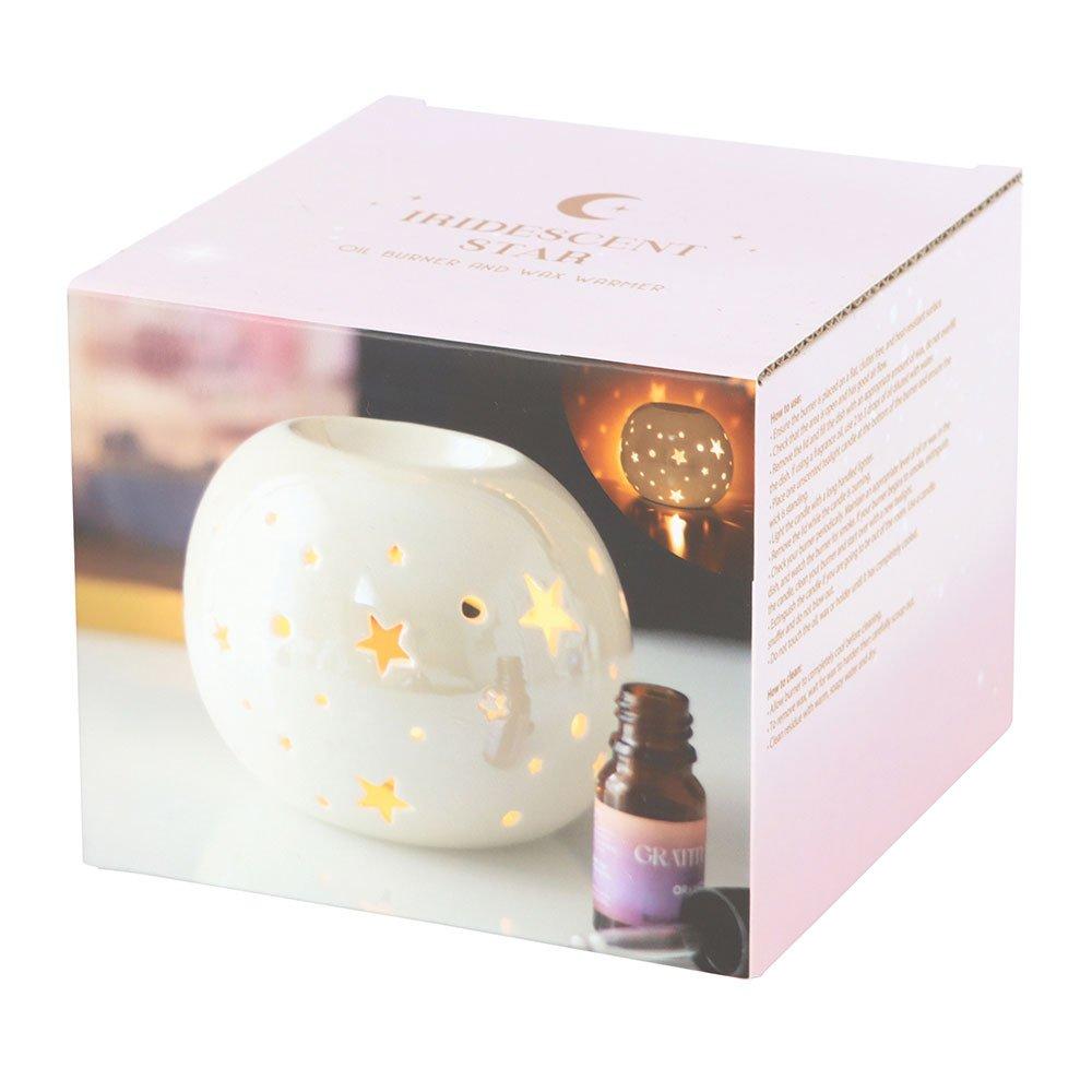 White - Something Different - White Iridescent Star Oil Burner and Wax Warmer - 5