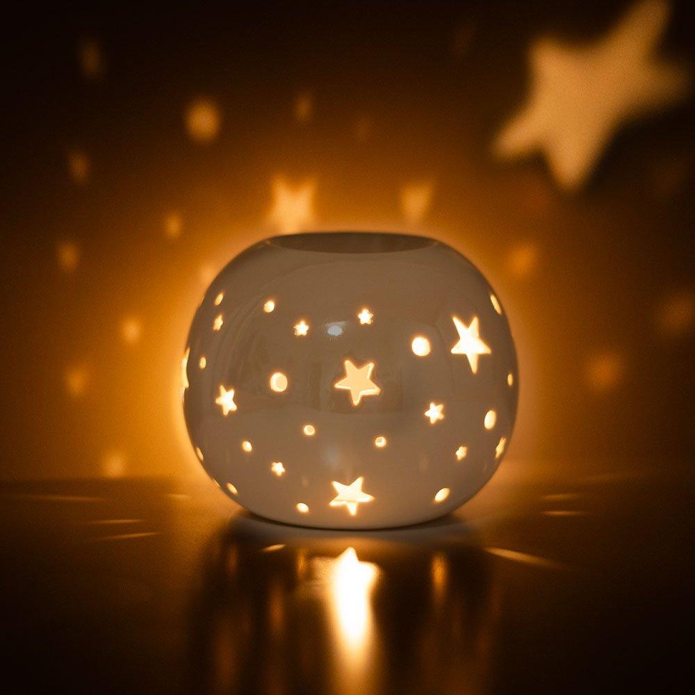 White - Something Different - White Iridescent Star Oil Burner and Wax Warmer - 7