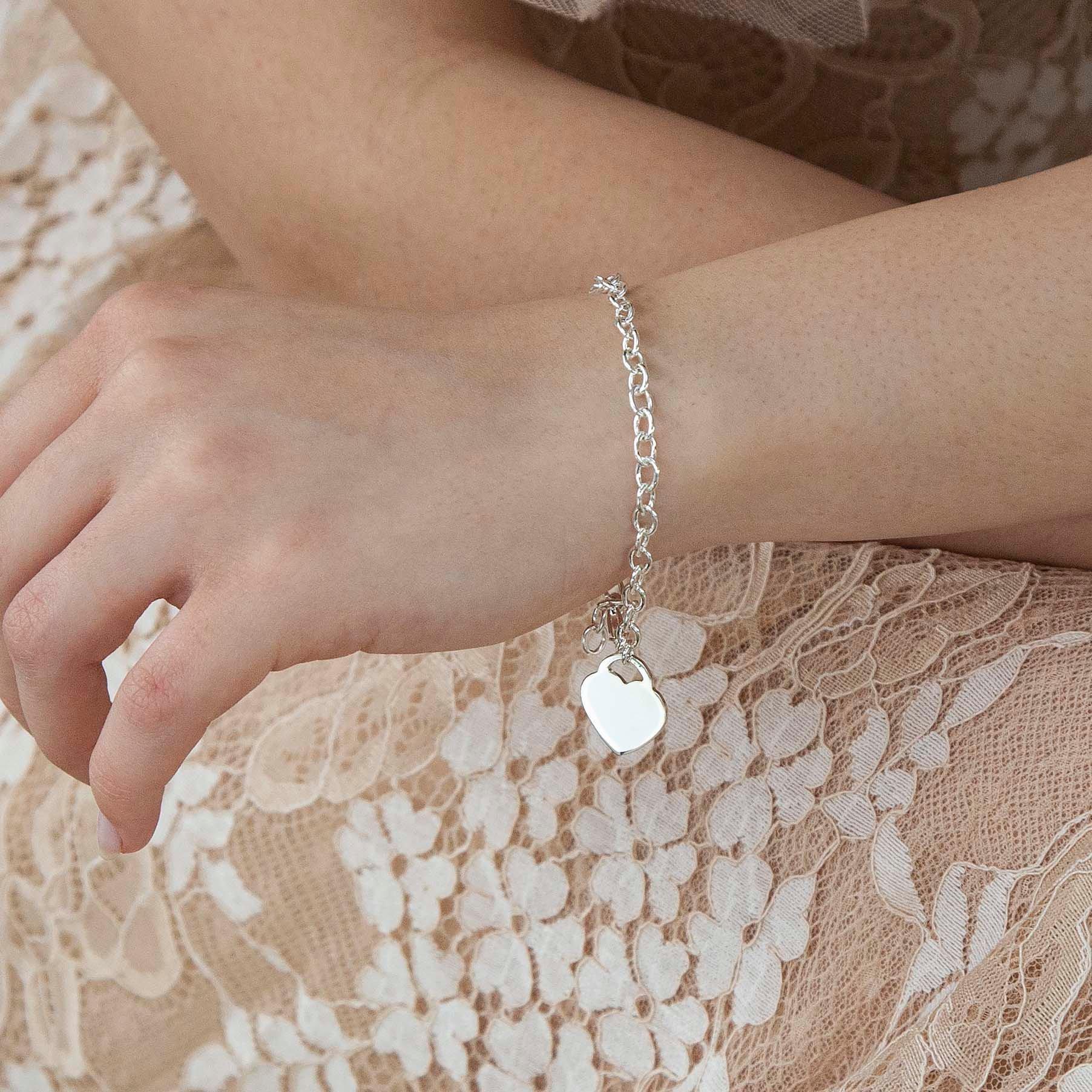 Silver - Be You - Sterling Silver Heart-Charm Belcher Bracelet - 2