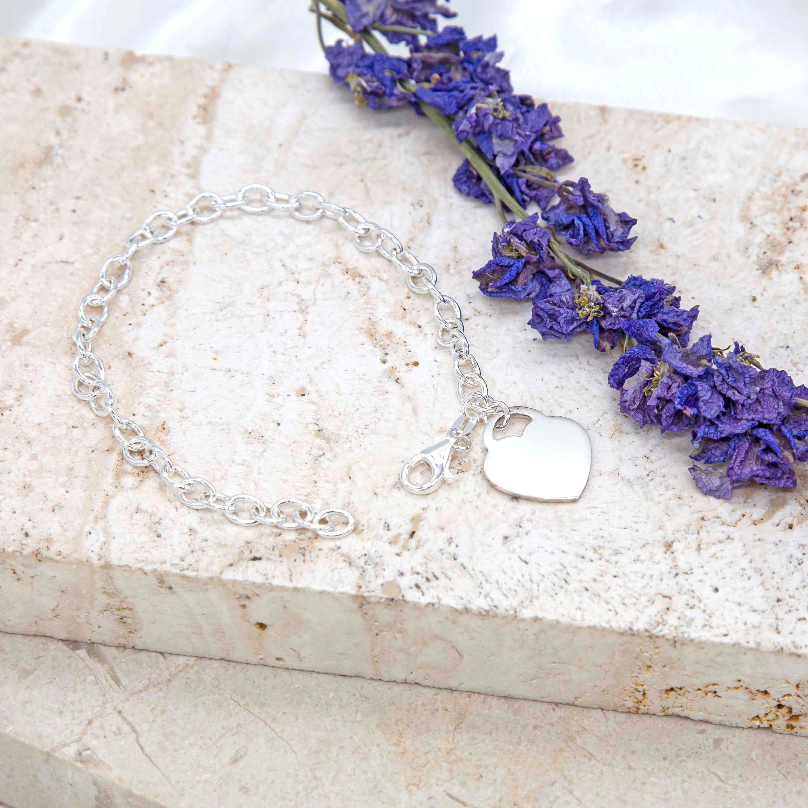 Silver - Be You - Sterling Silver Heart-Charm Belcher Bracelet - 3