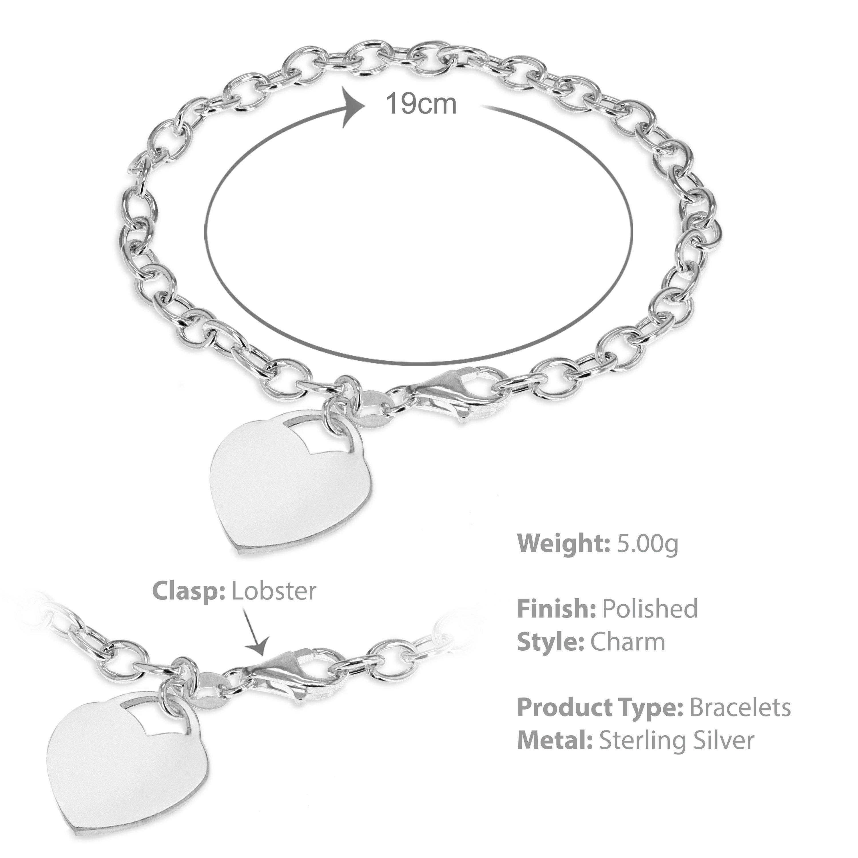 Silver - Be You - Sterling Silver Heart-Charm Belcher Bracelet - 4