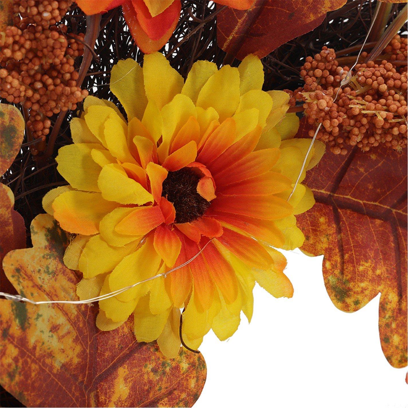 Brown - LIFE IDEAS - Large Autumn Daisy Maple Leaf Wreath - 11