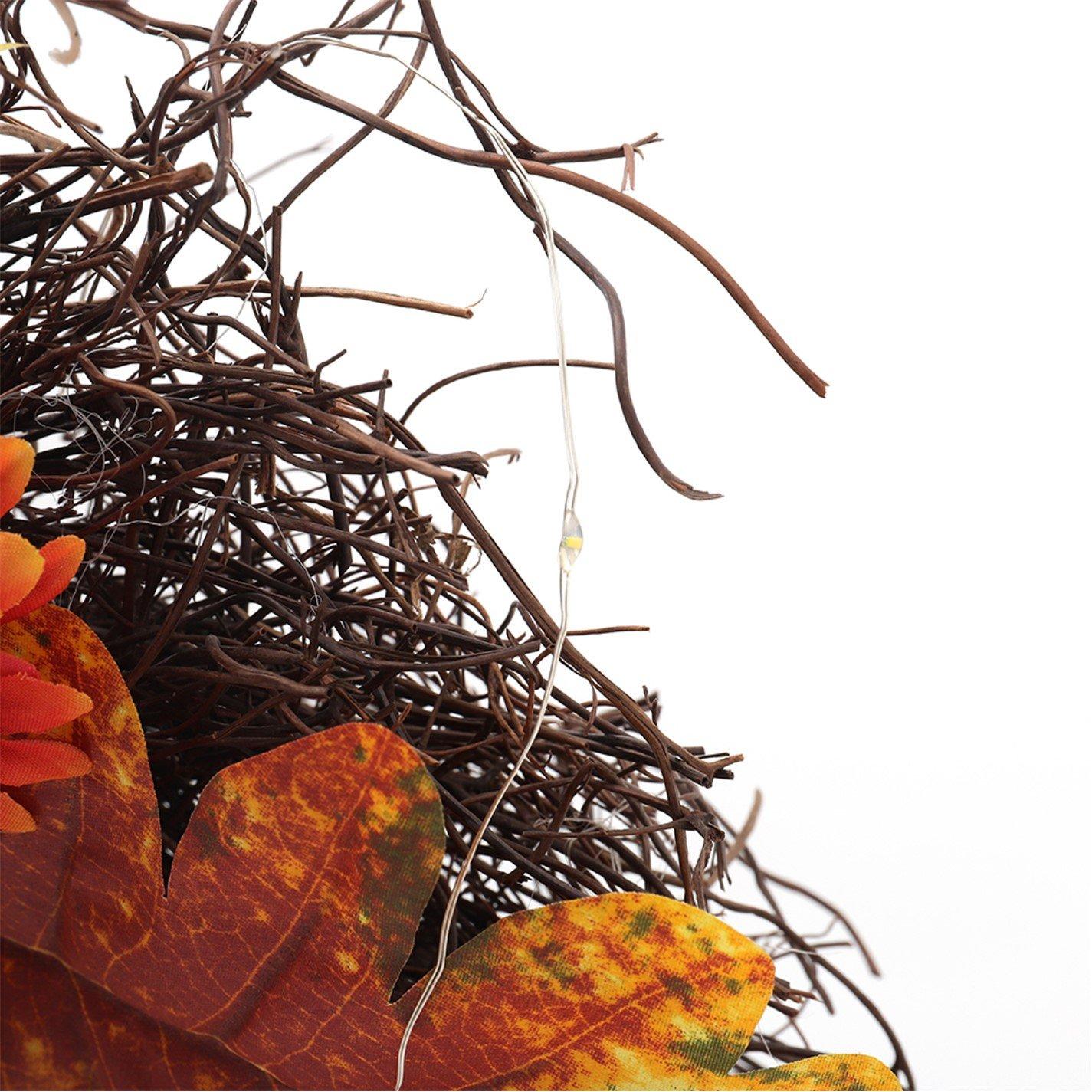 Brown - LIFE IDEAS - Large Autumn Daisy Maple Leaf Wreath - 12