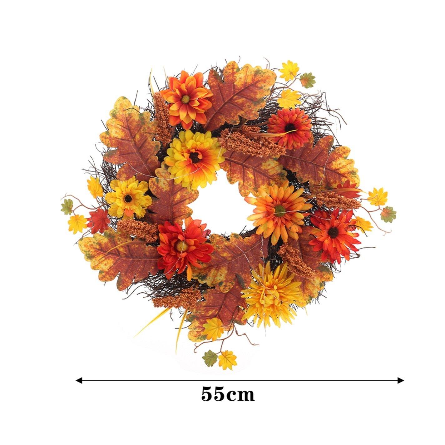 Brown - LIFE IDEAS - Large Autumn Daisy Maple Leaf Wreath - 13