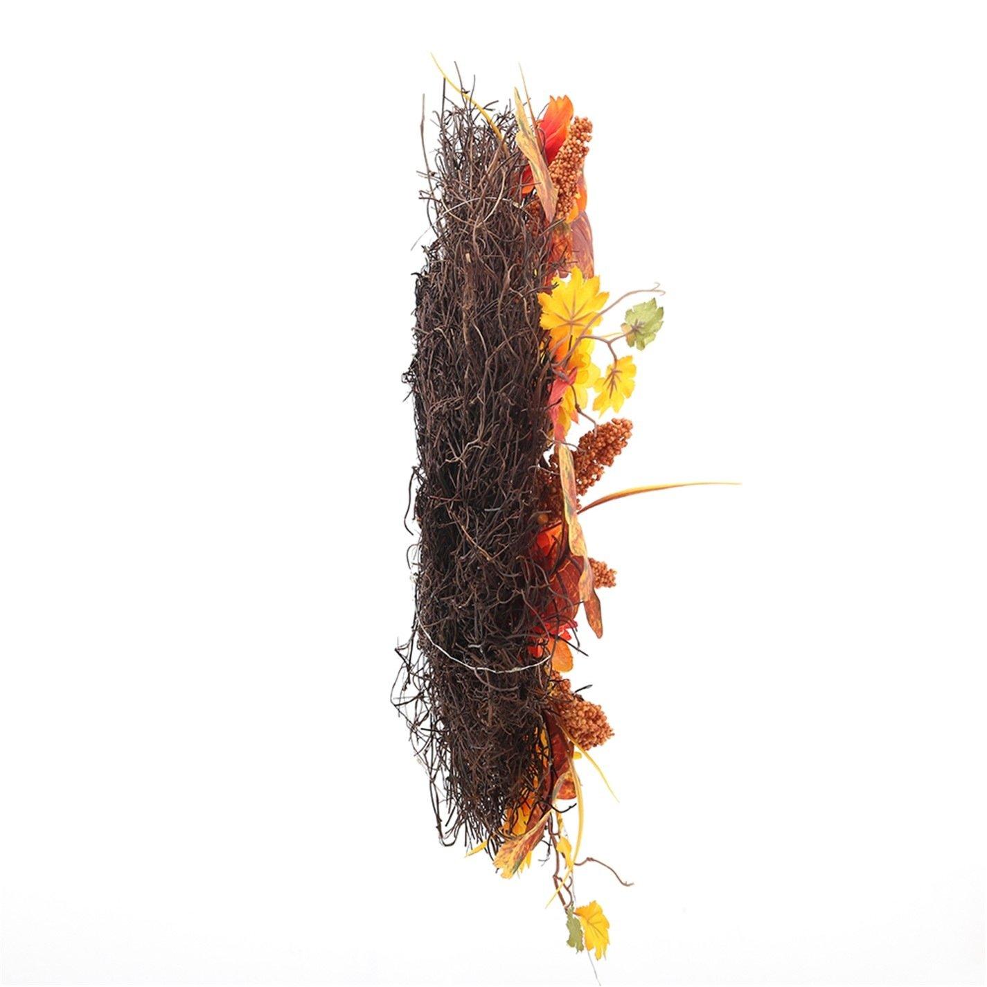 Brown - LIFE IDEAS - Large Autumn Daisy Maple Leaf Wreath - 7