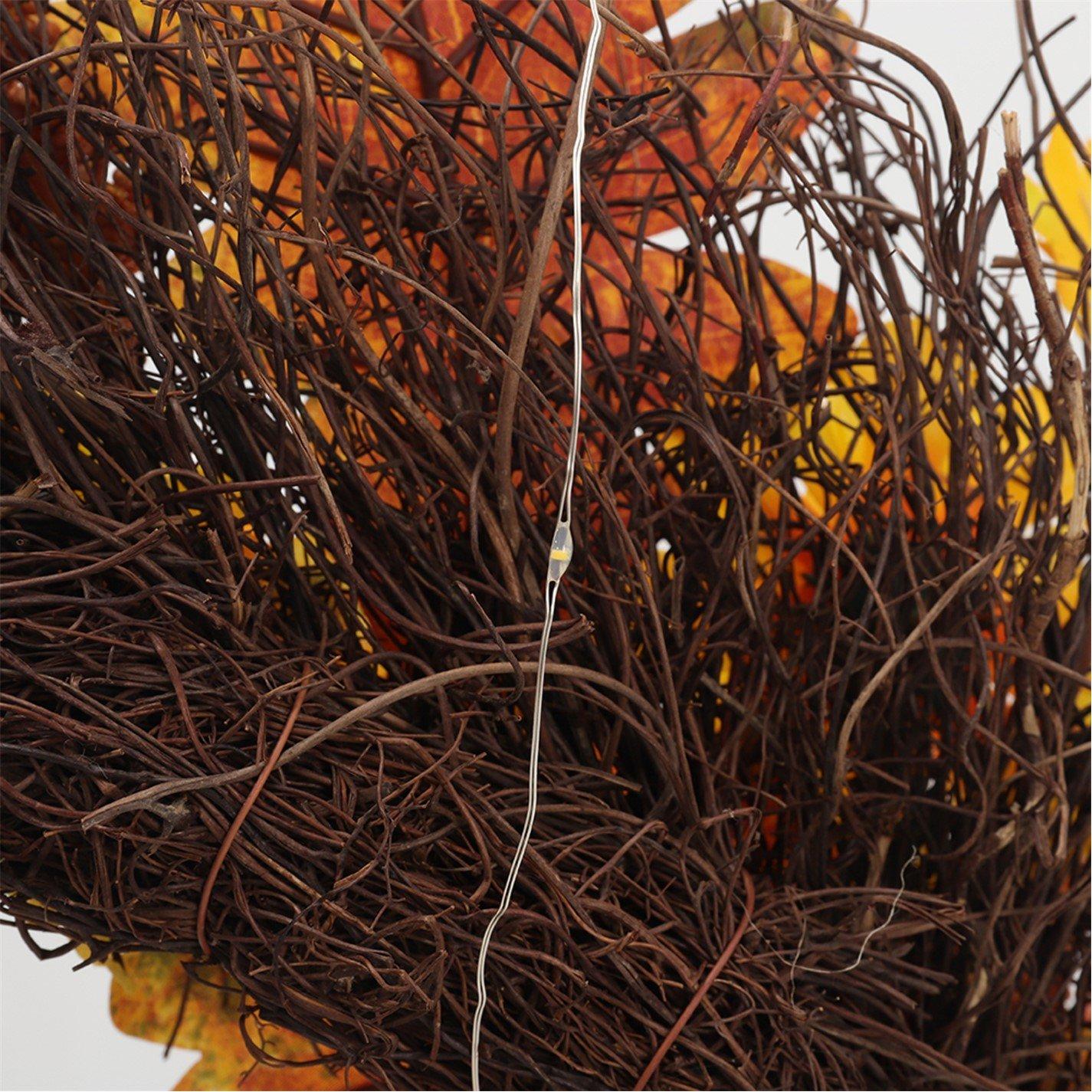 Brown - LIFE IDEAS - Large Autumn Daisy Maple Leaf Wreath - 9