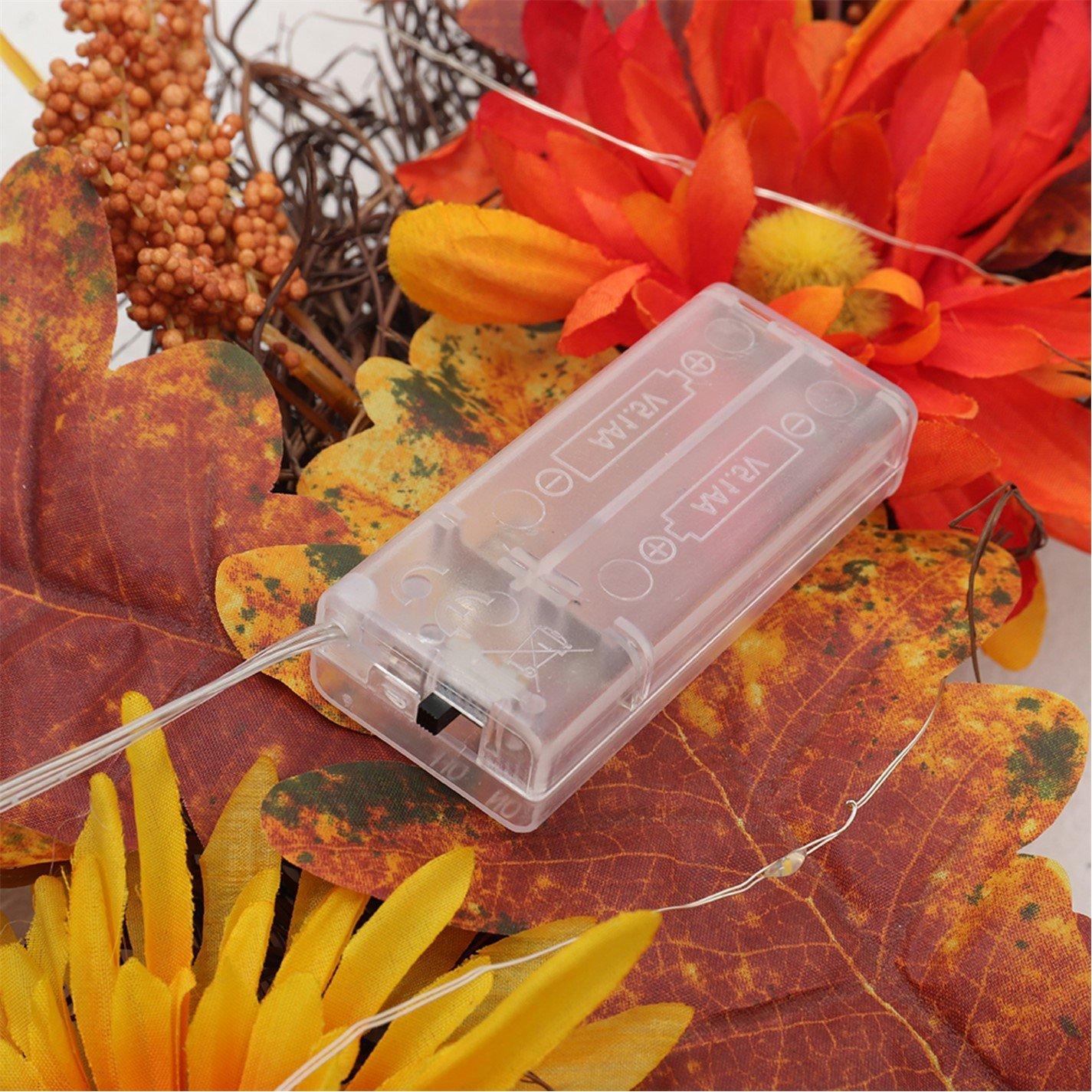 Brown - LIFE IDEAS - Large Autumn Daisy Maple Leaf Wreath - 10