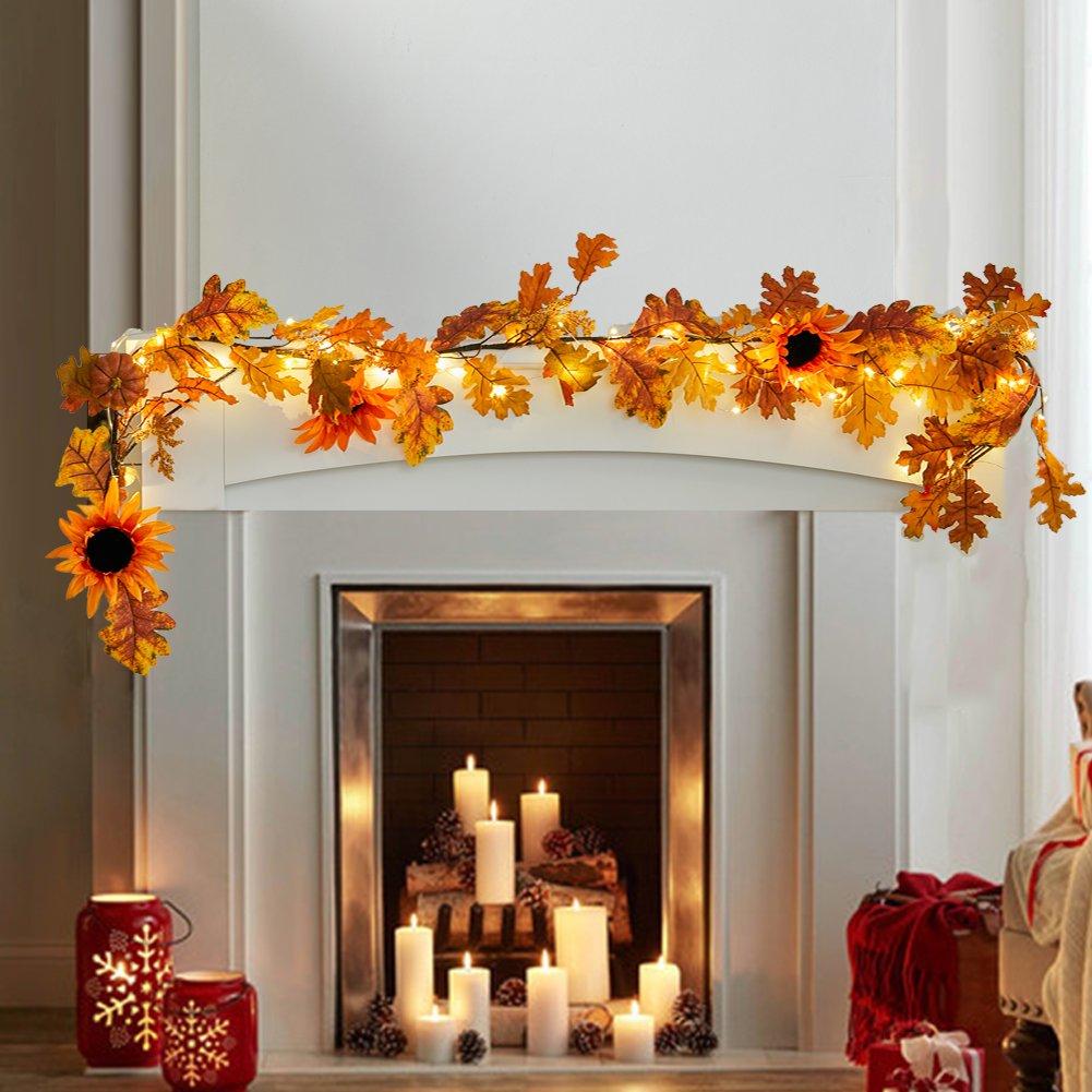 Orange - LIFE IDEAS - Sunflower Autumn Garland with Lights - 1
