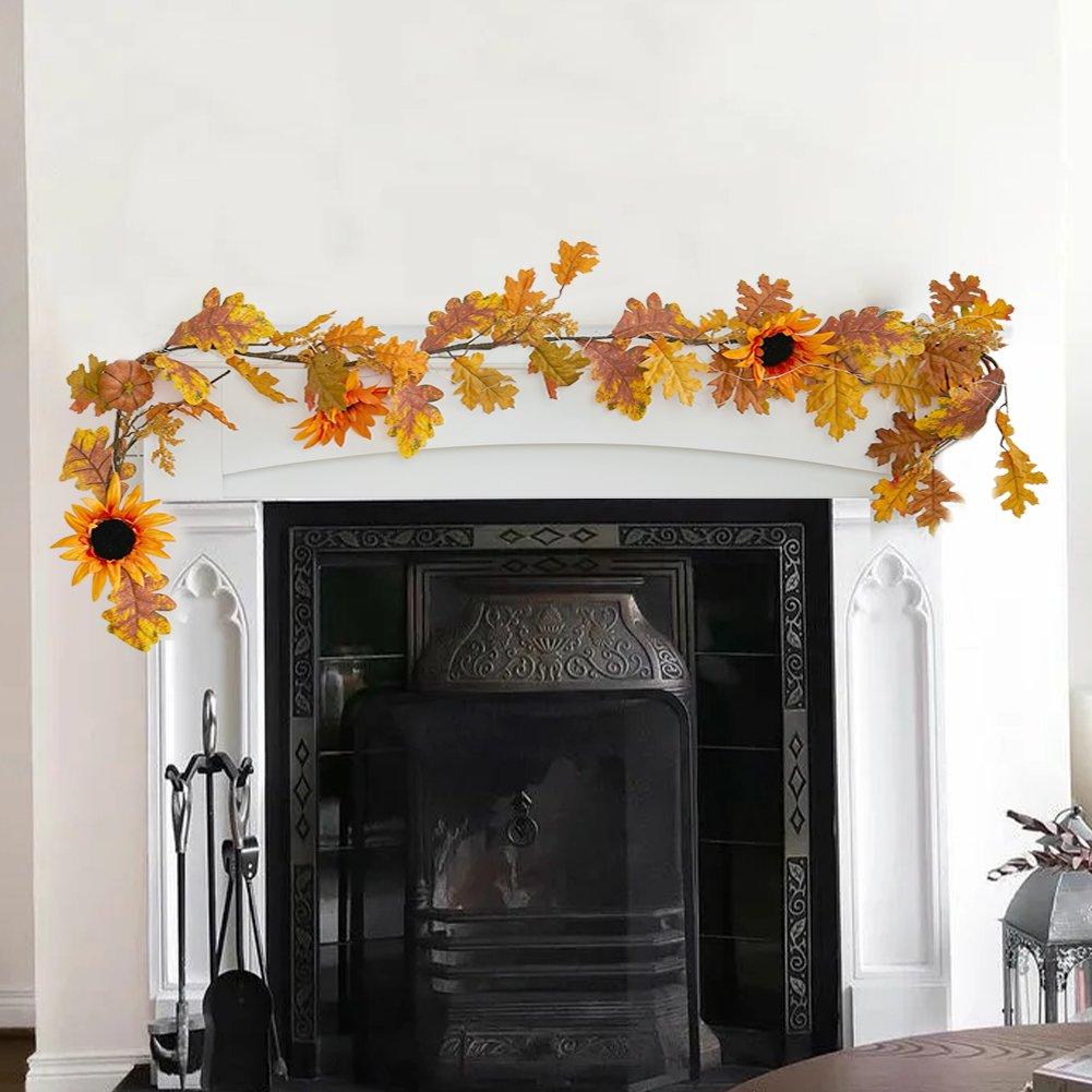 Orange - LIFE IDEAS - Sunflower Autumn Garland with Lights - 3