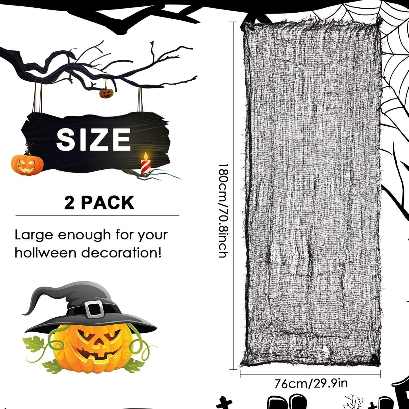 Black - LIFE IDEAS - 2Pcs Black Creepy Halloween Gauze Decorations - 7