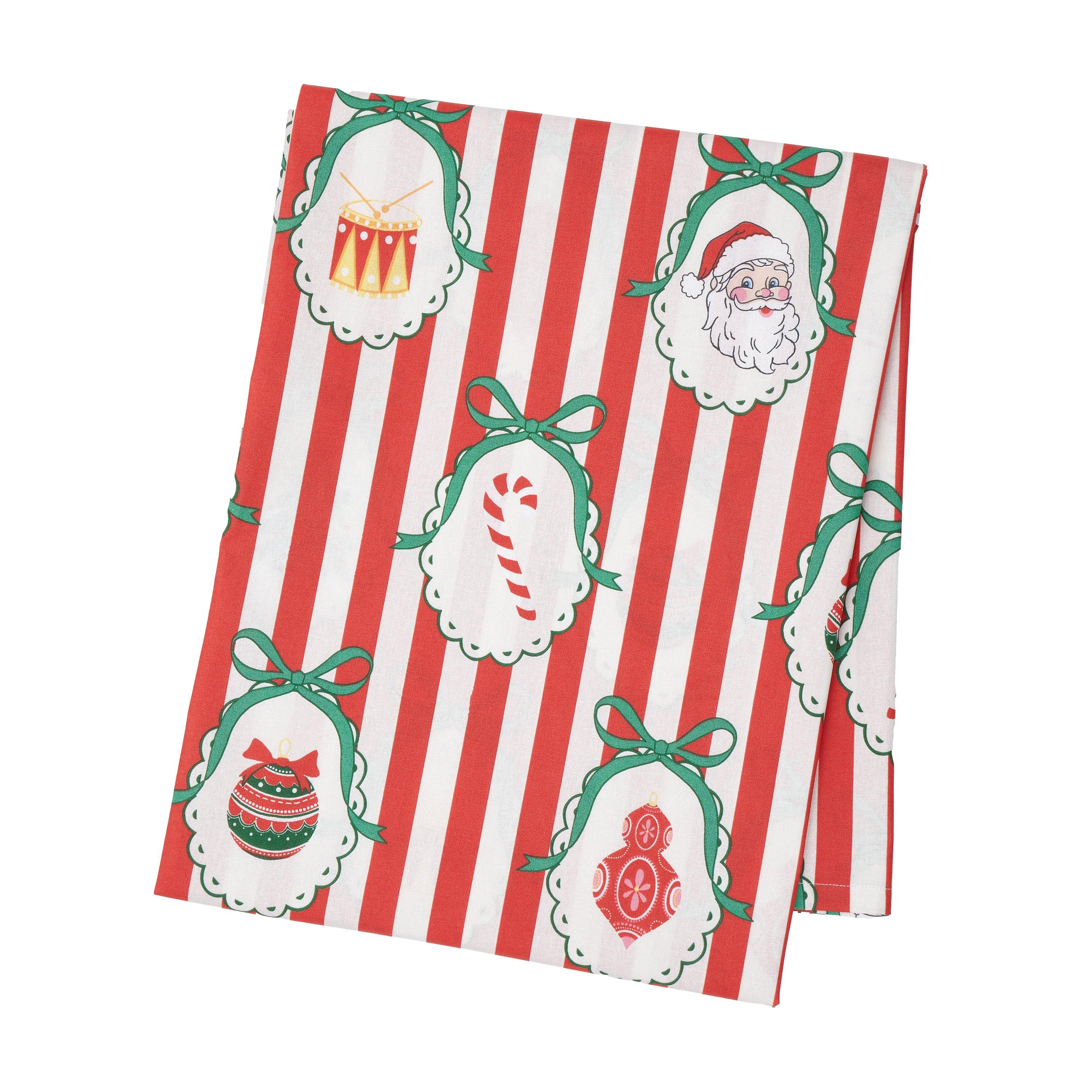 Red - Catherine Lansfield - Christmas Vintage Stripe Cotton Table Cloth - 3