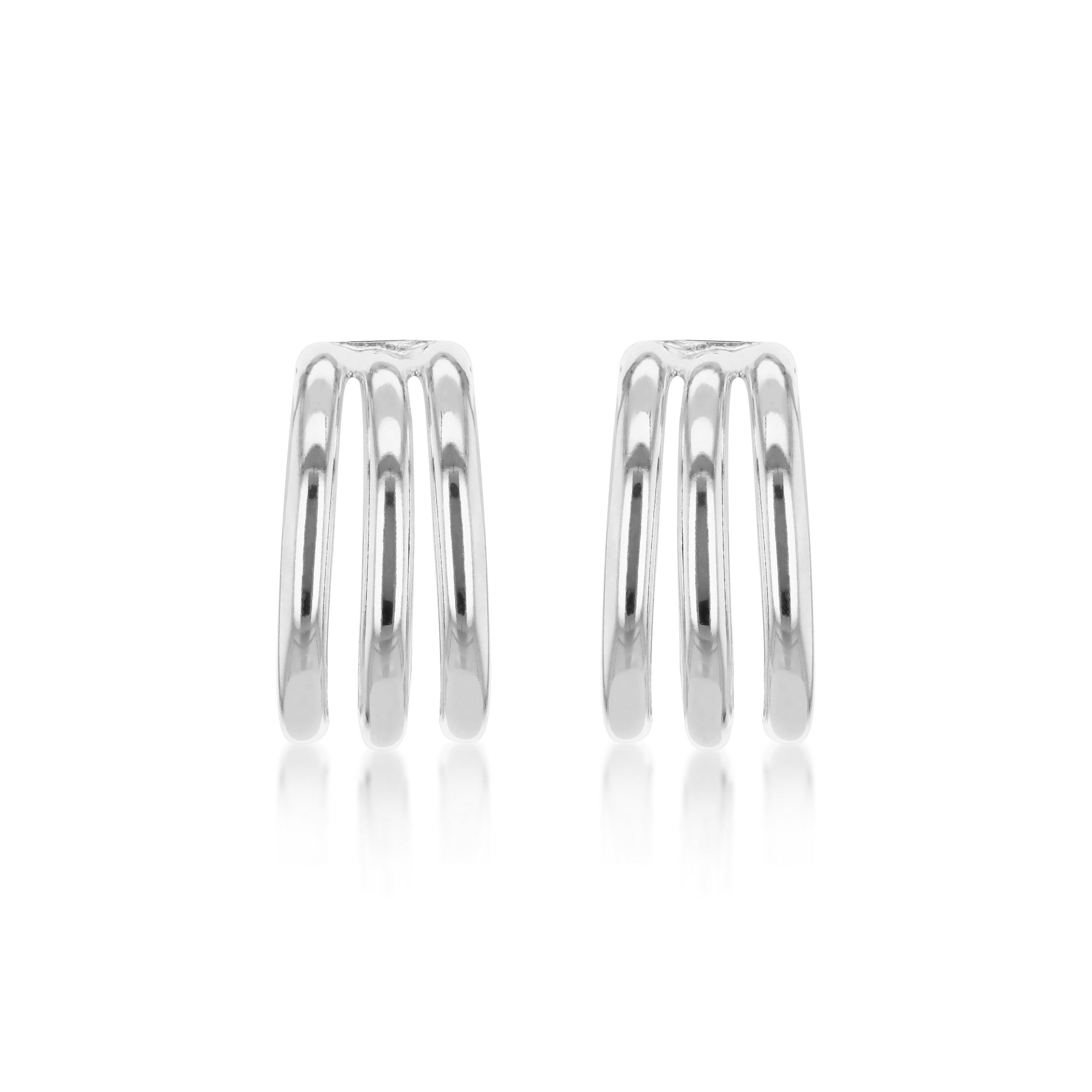 Silver - Be You - Sterling Silver Triple Half Hoop Studs - 3