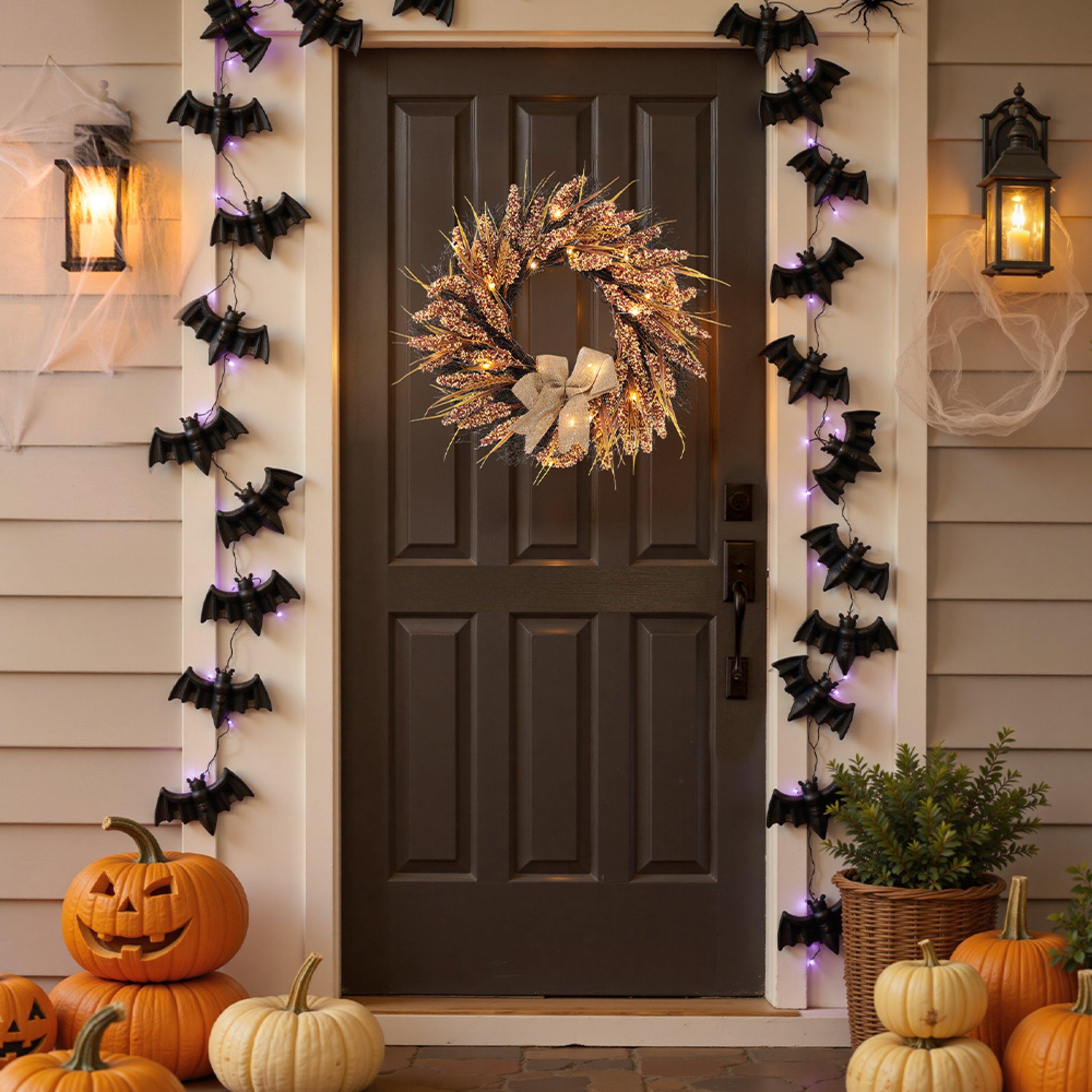 Golden - LIFE IDEAS - Wheat Ears Thanksgiving Wreath with LED Lights - 1
