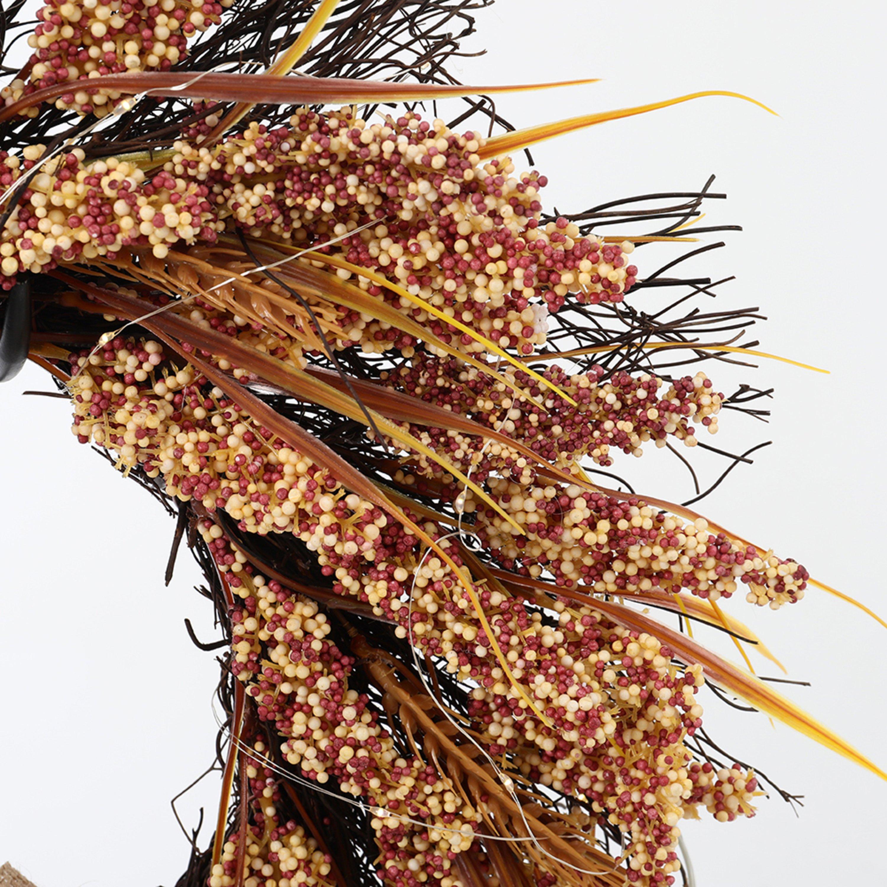 Golden - LIFE IDEAS - Wheat Ears Thanksgiving Wreath with LED Lights - 6