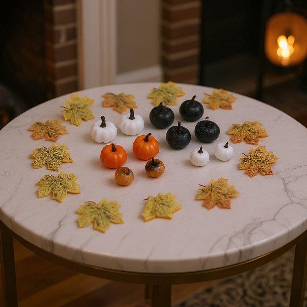 Yellow - LIFE IDEAS - Halloween Maple Leaves Pumpkins Ornament Set - 2