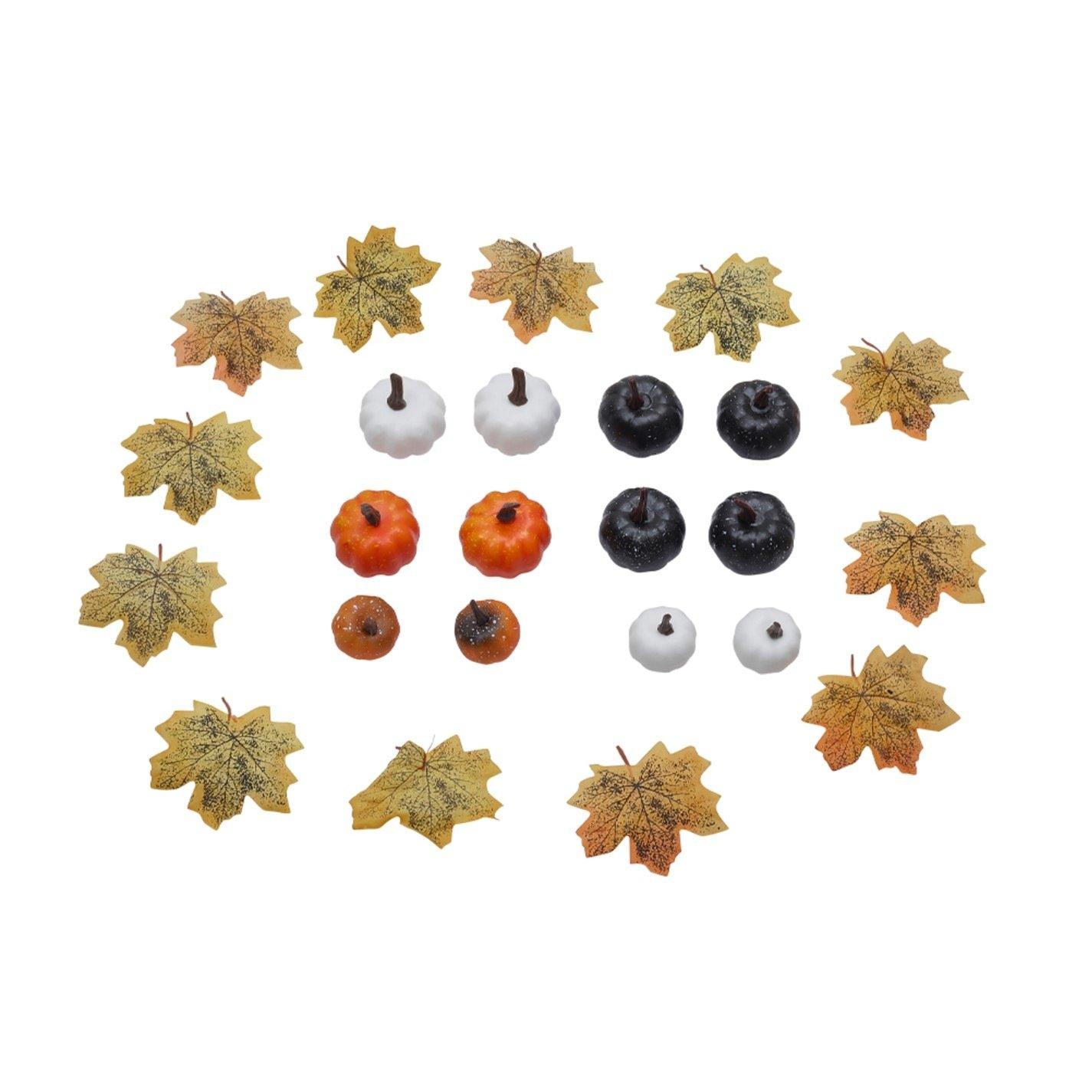 Yellow - LIFE IDEAS - Halloween Maple Leaves Pumpkins Ornament Set - 5