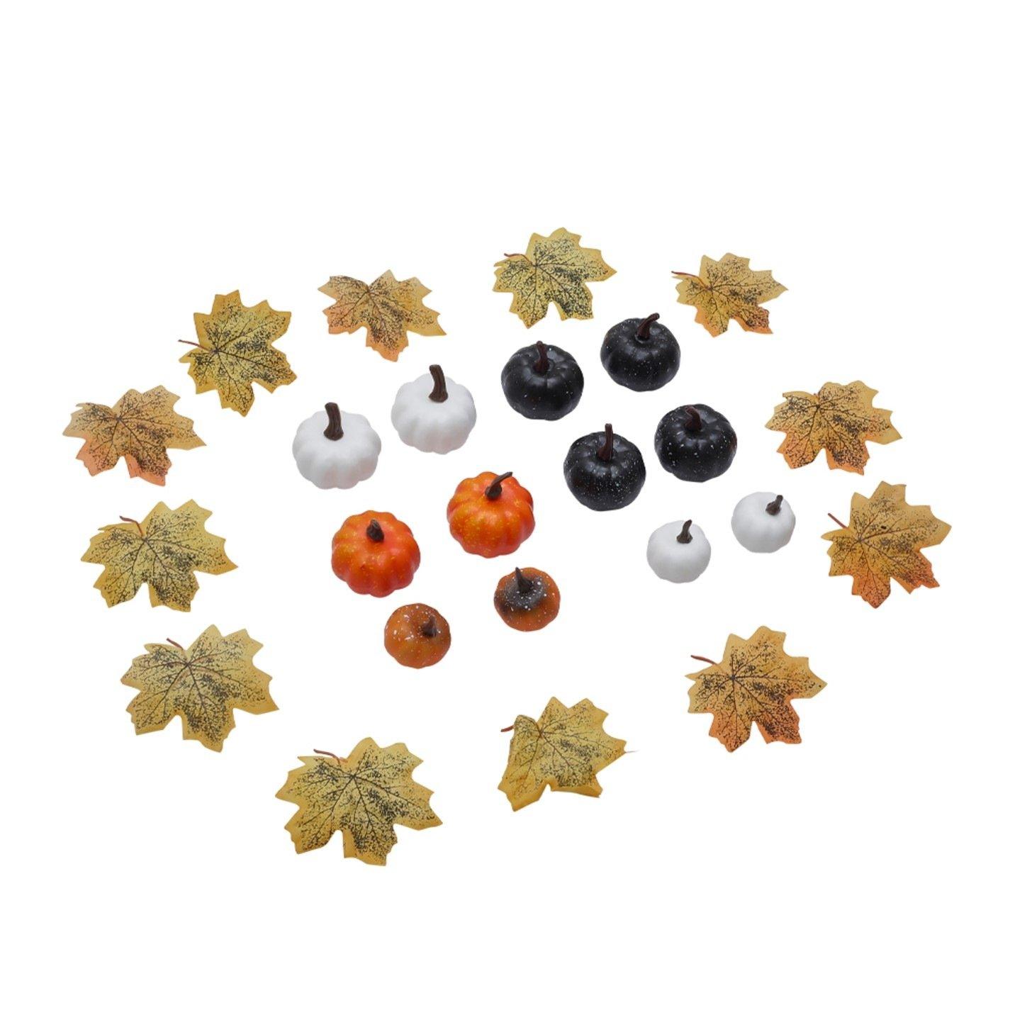 Yellow - LIFE IDEAS - Halloween Maple Leaves Pumpkins Ornament Set - 6