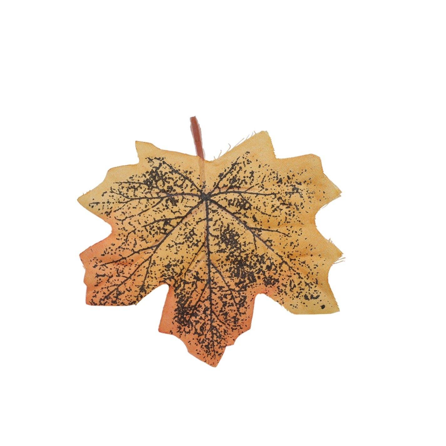 Yellow - LIFE IDEAS - Halloween Maple Leaves Pumpkins Ornament Set - 10