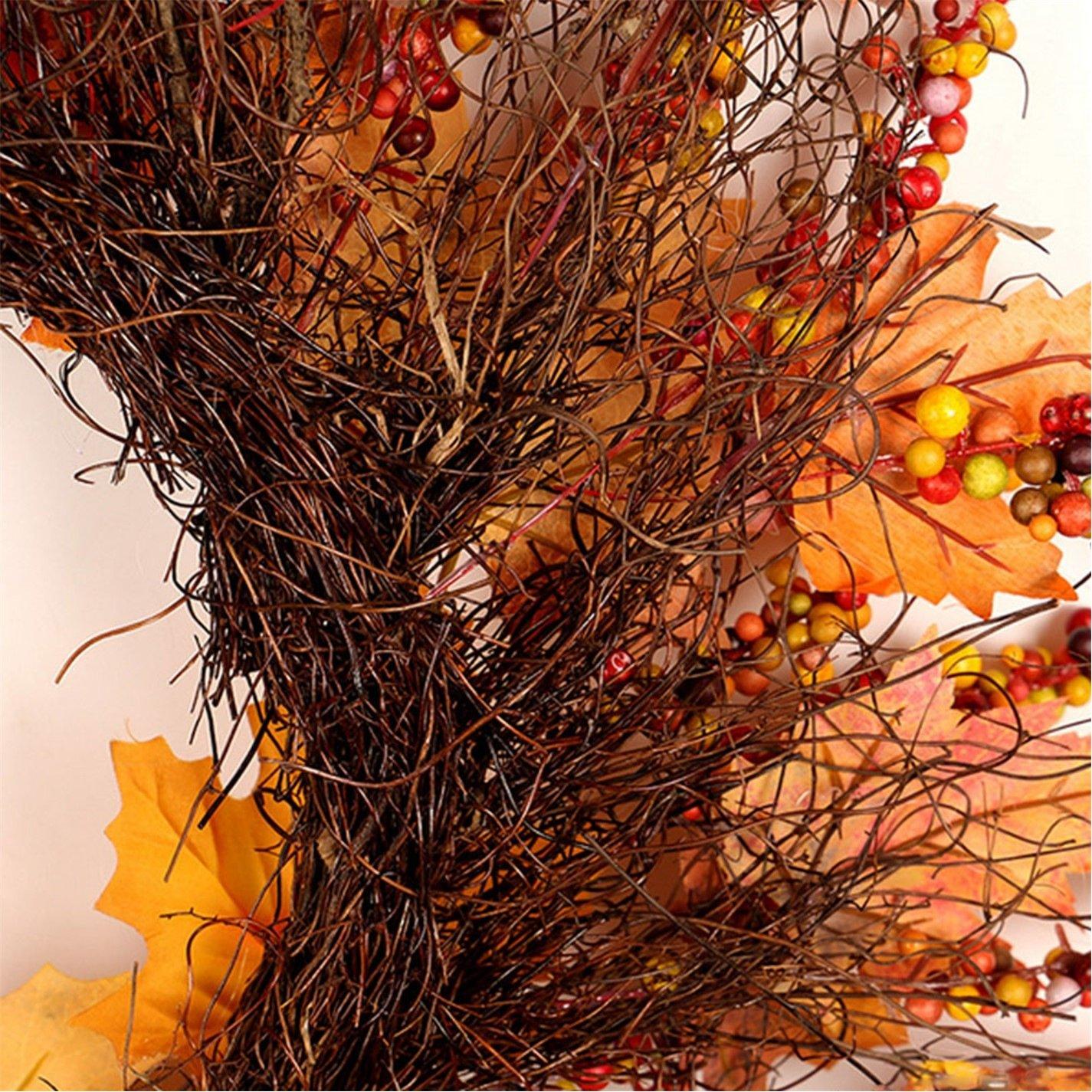 Orange - LIFE IDEAS - Lighted Maple Leaves Rattan Wreath - 9