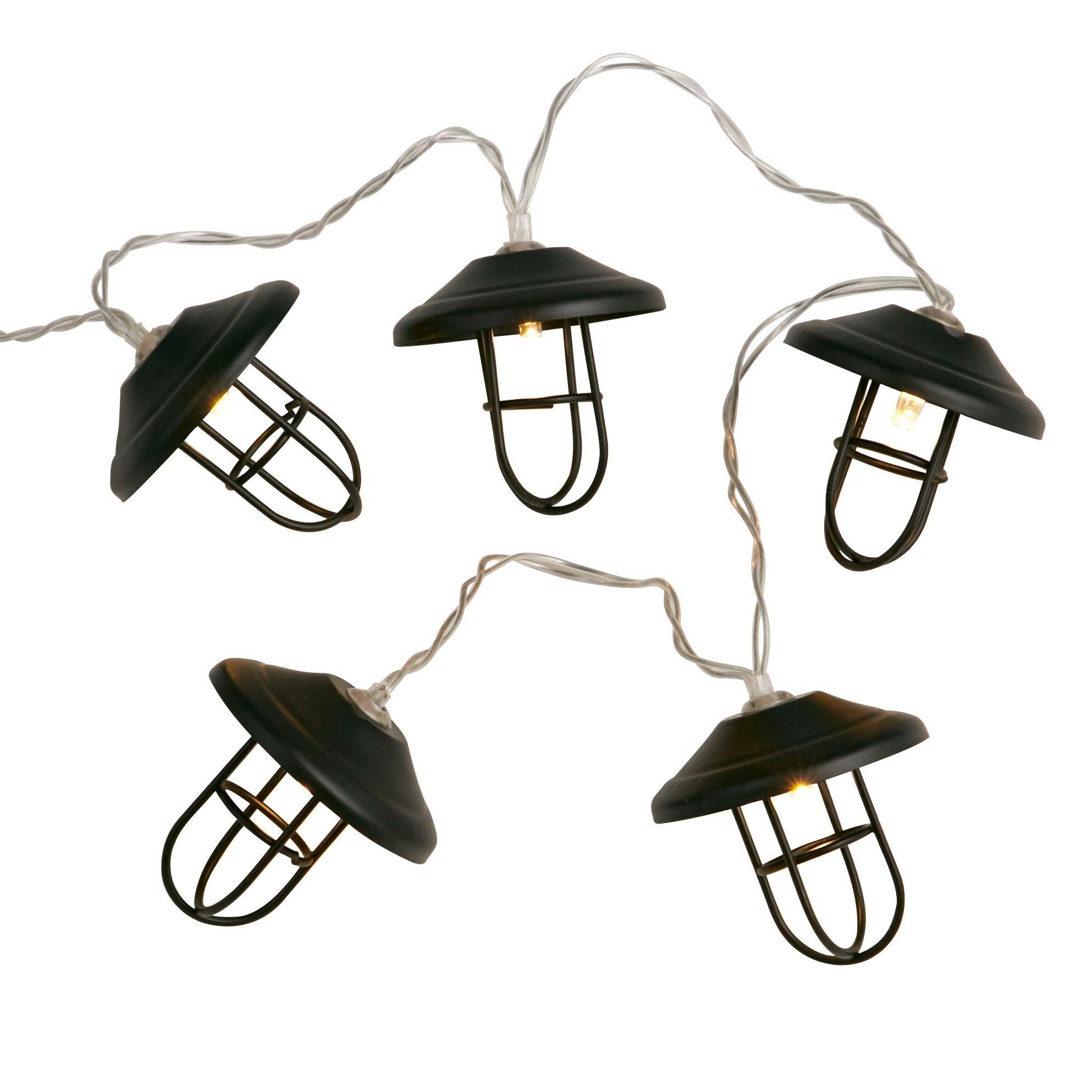 Black And Clear - Lighting Collection - LANTERN SHADE BATTERY STRING LIGHTS - 2
