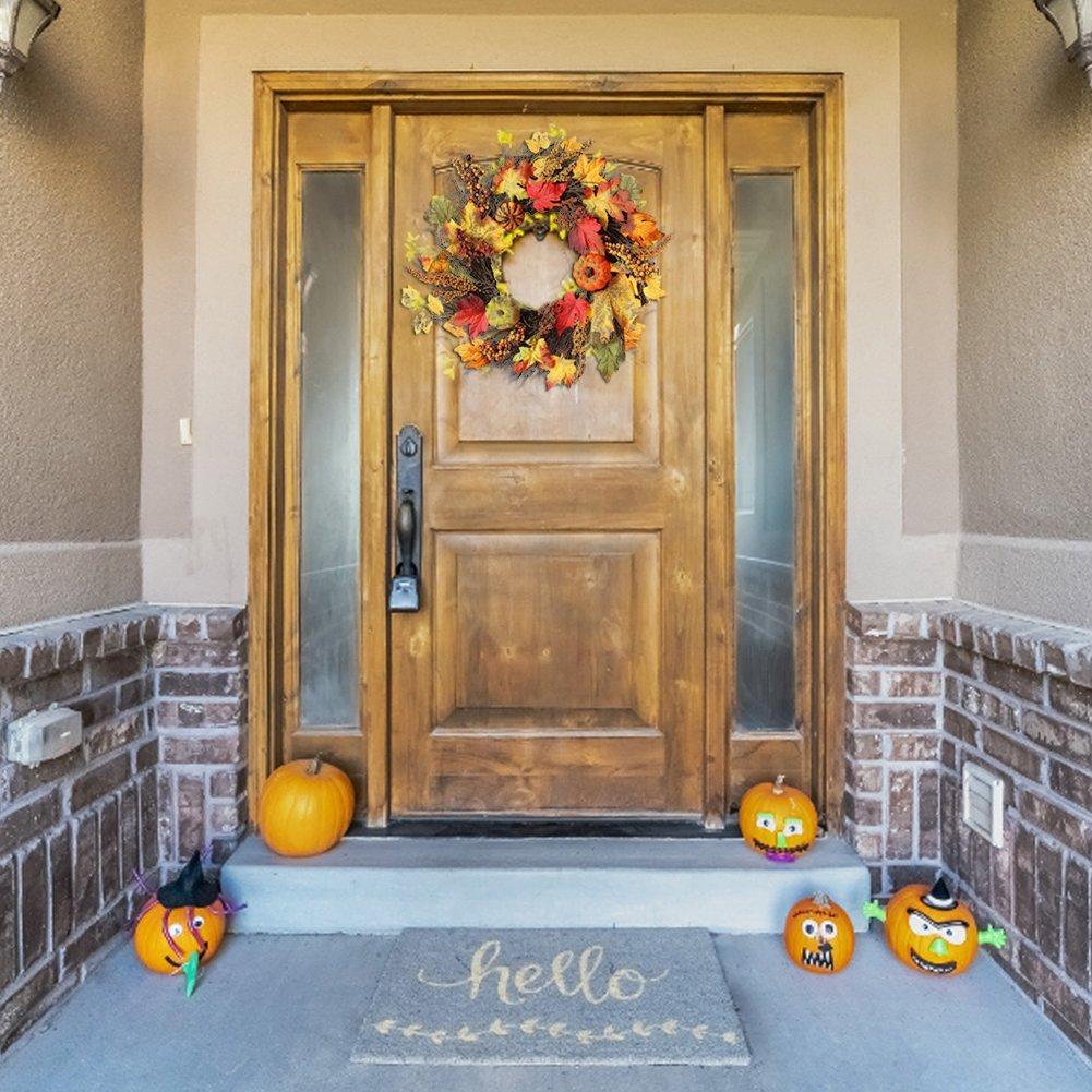 Orange - LIFE IDEAS - LED Fall Wreath with Artificial Maple Leaves - 2