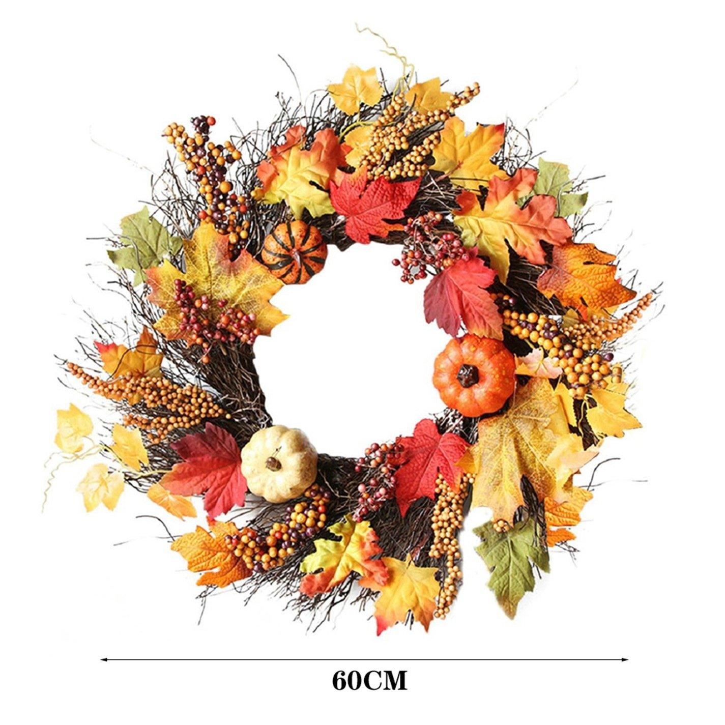 Orange - LIFE IDEAS - LED Fall Wreath with Artificial Maple Leaves - 11