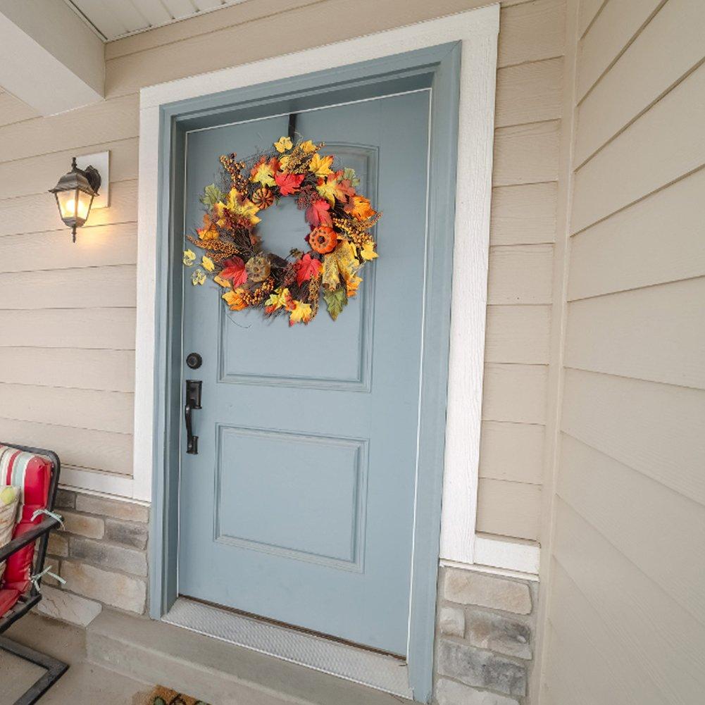 Orange - LIFE IDEAS - LED Fall Wreath with Artificial Maple Leaves - 3