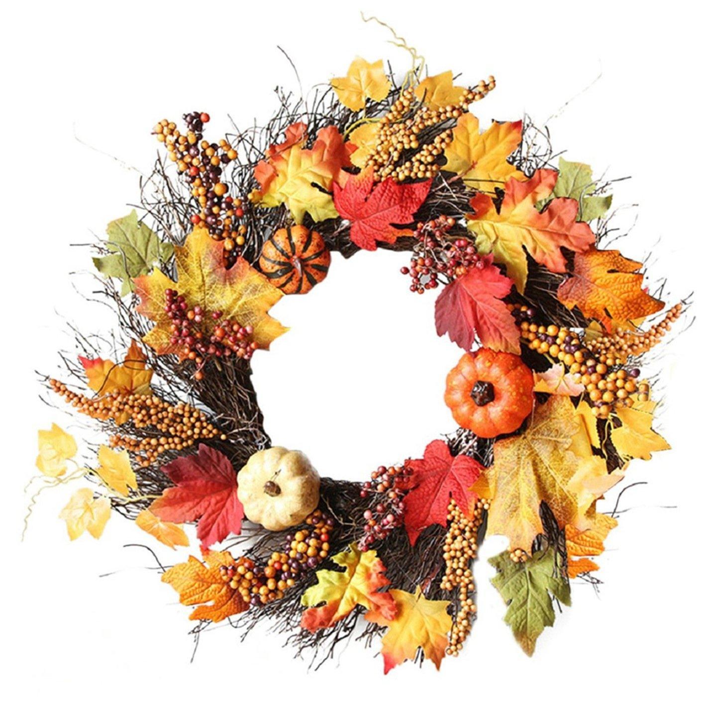 Orange - LIFE IDEAS - LED Fall Wreath with Artificial Maple Leaves - 4