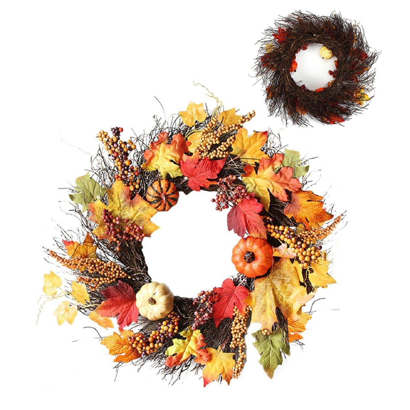 Orange - LIFE IDEAS - LED Fall Wreath with Artificial Maple Leaves - 6
