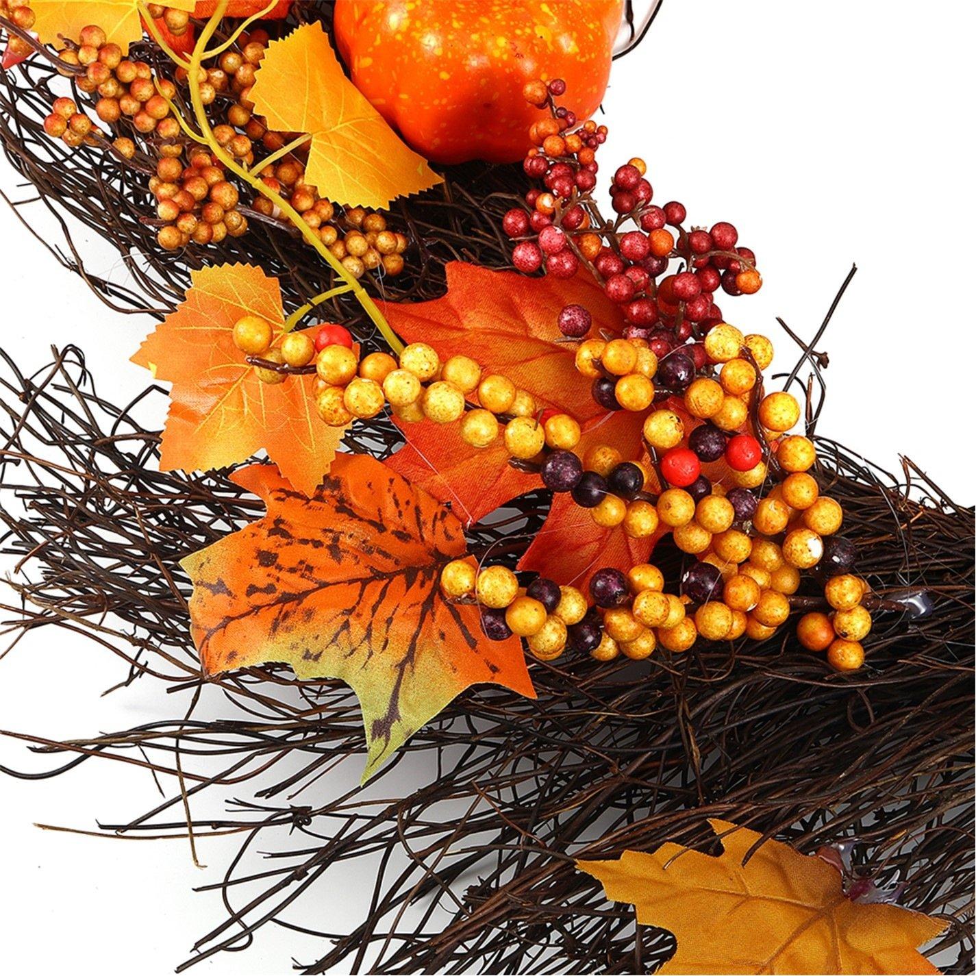 Orange - LIFE IDEAS - LED Fall Wreath with Artificial Maple Leaves - 7