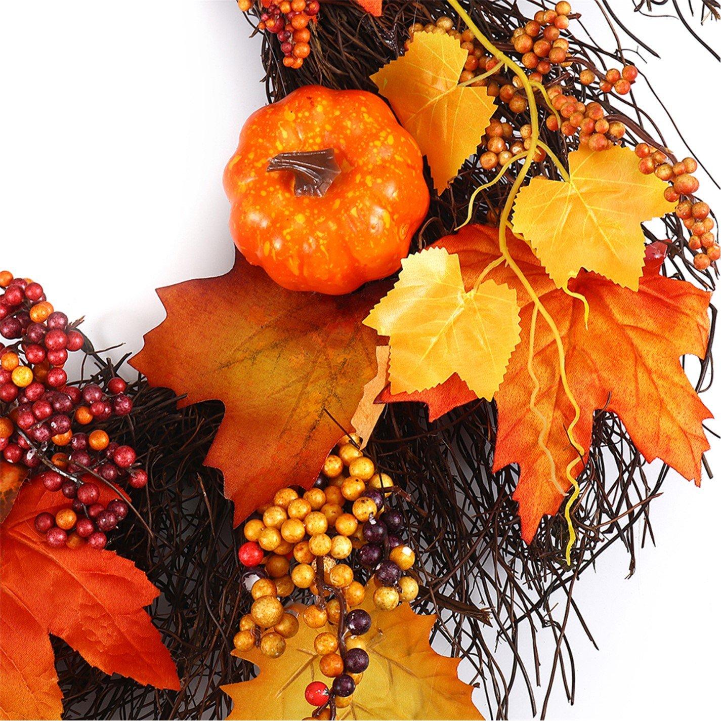 Orange - LIFE IDEAS - LED Fall Wreath with Artificial Maple Leaves - 8