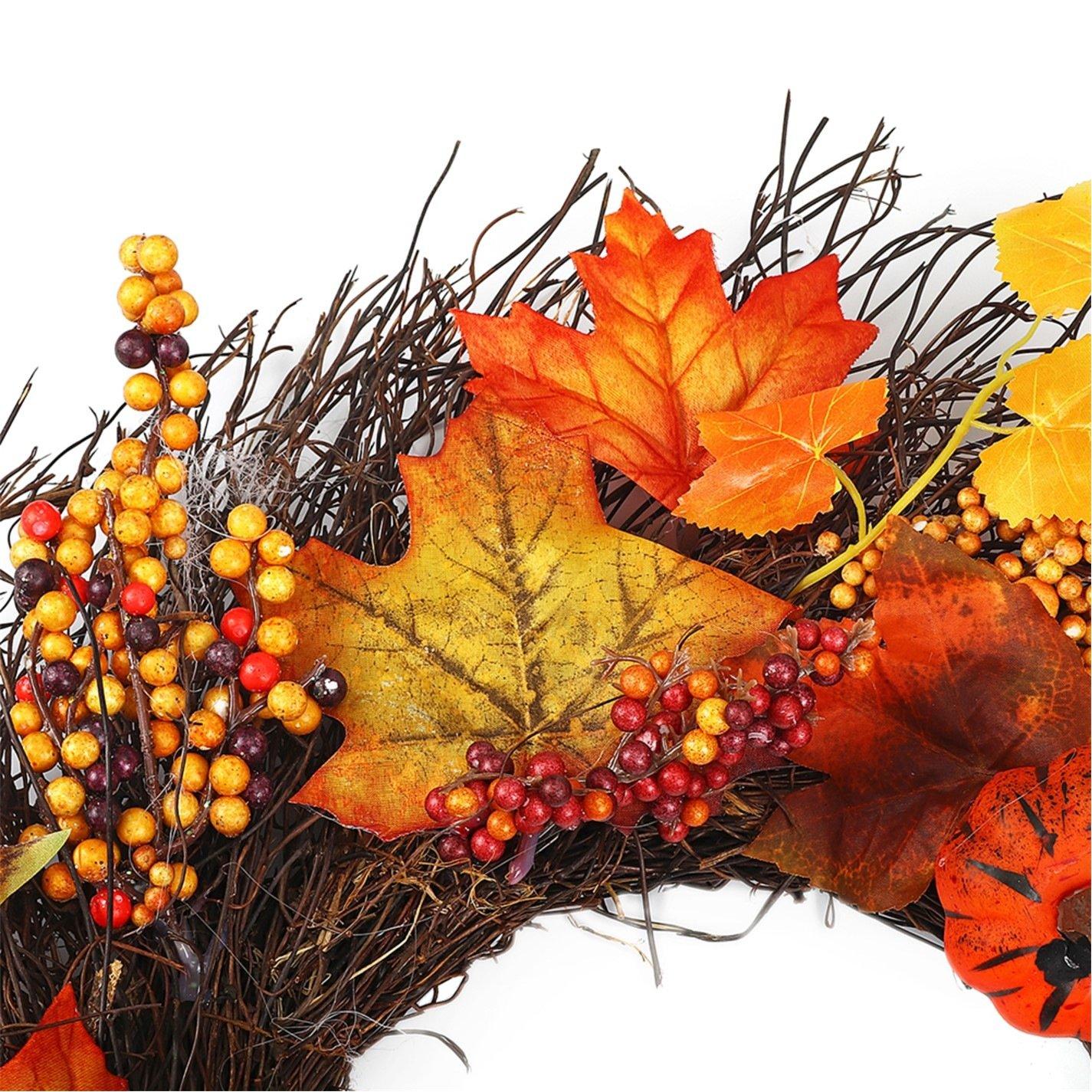 Orange - LIFE IDEAS - LED Fall Wreath with Artificial Maple Leaves - 9