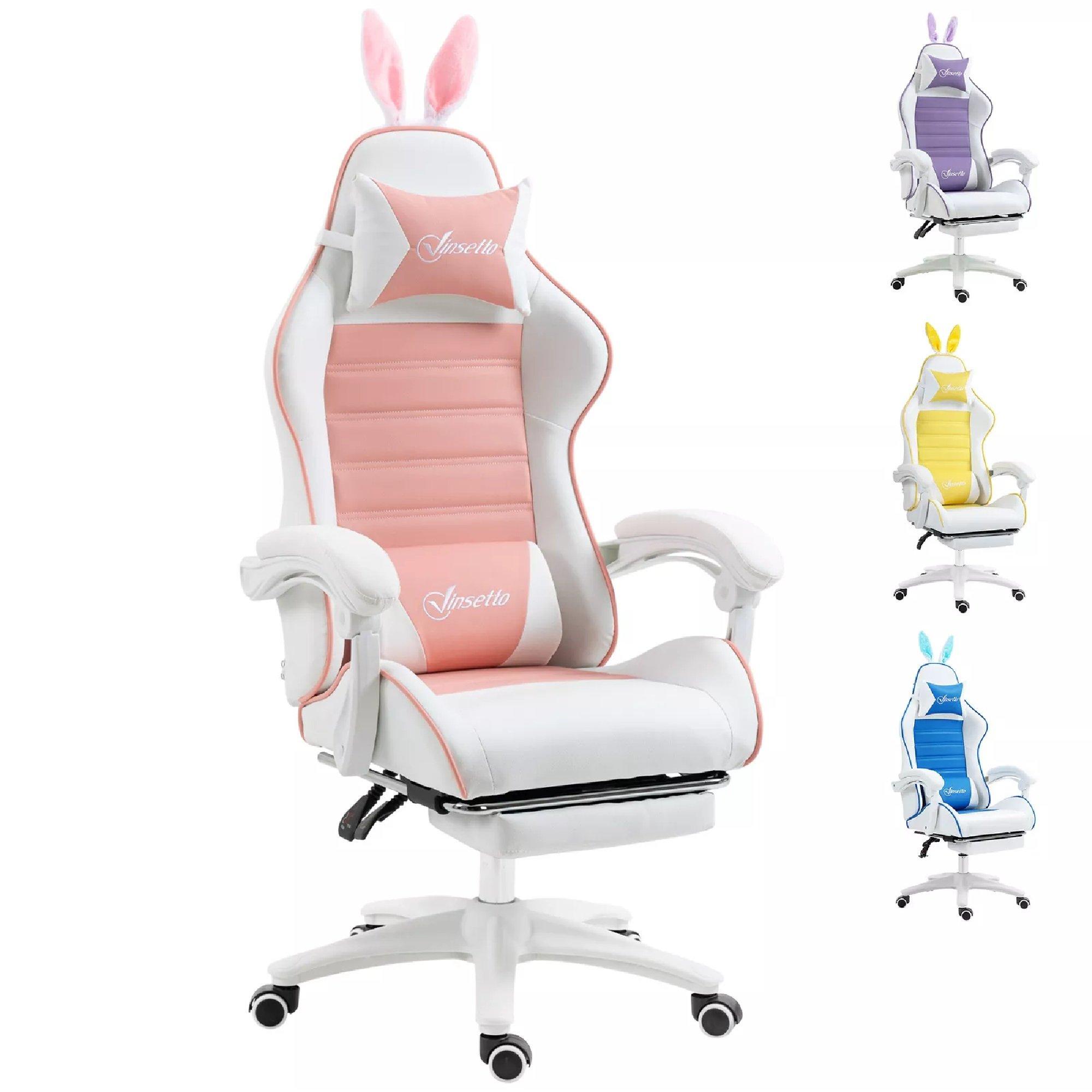 Pink - HOMCOM Gaming - Vinsetto -  Reclining Gaming Chair  - PU Leather - 1