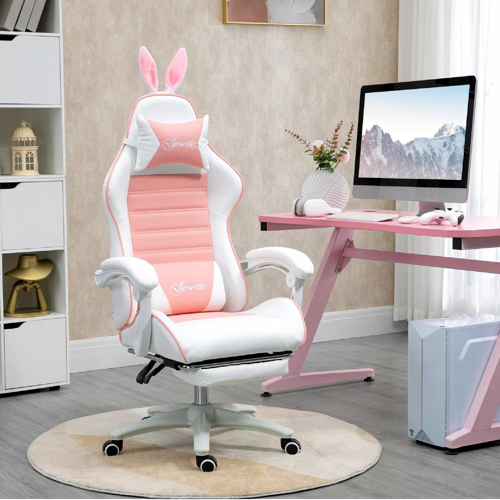 Pink - HOMCOM Gaming - Vinsetto -  Reclining Gaming Chair  - PU Leather - 2