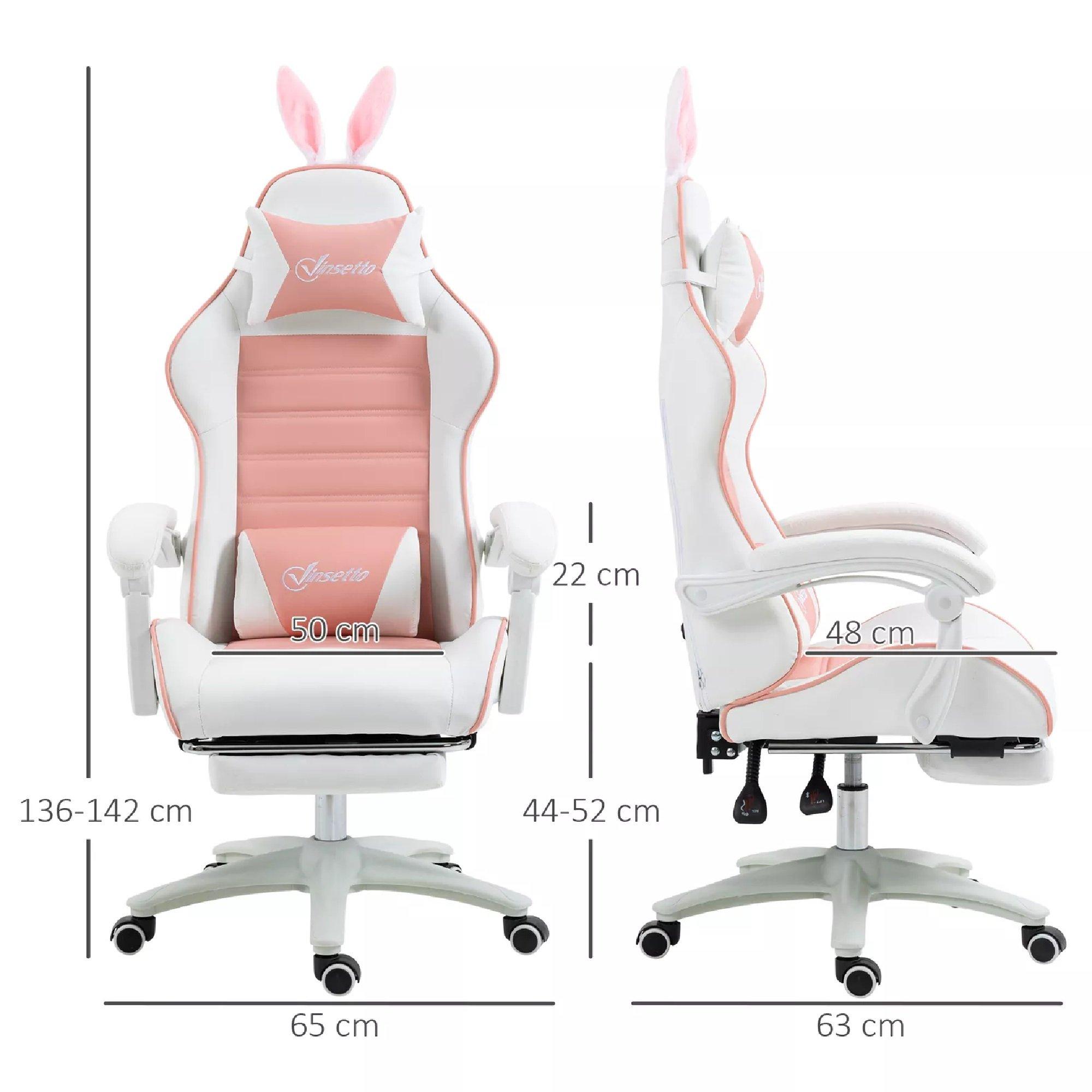 Pink - HOMCOM Gaming - Vinsetto -  Reclining Gaming Chair  - PU Leather - 3