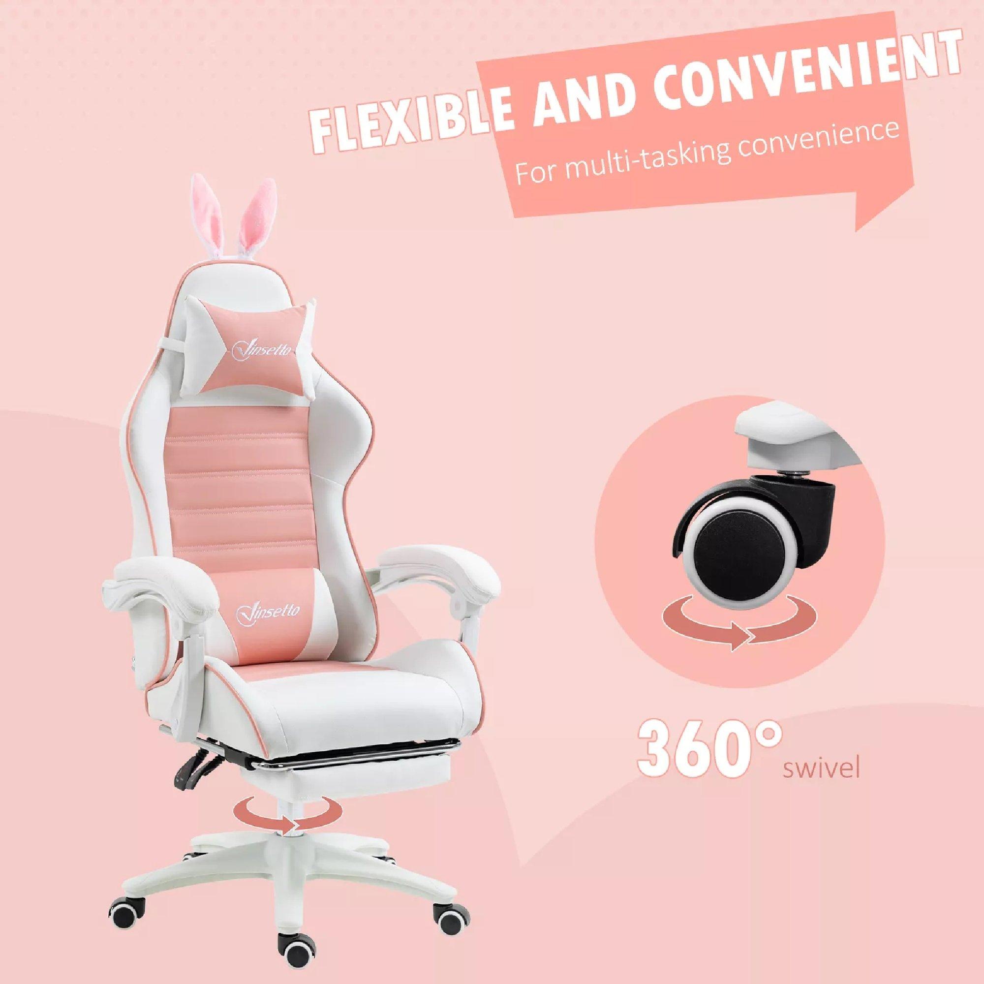 Pink - HOMCOM Gaming - Vinsetto -  Reclining Gaming Chair  - PU Leather - 5