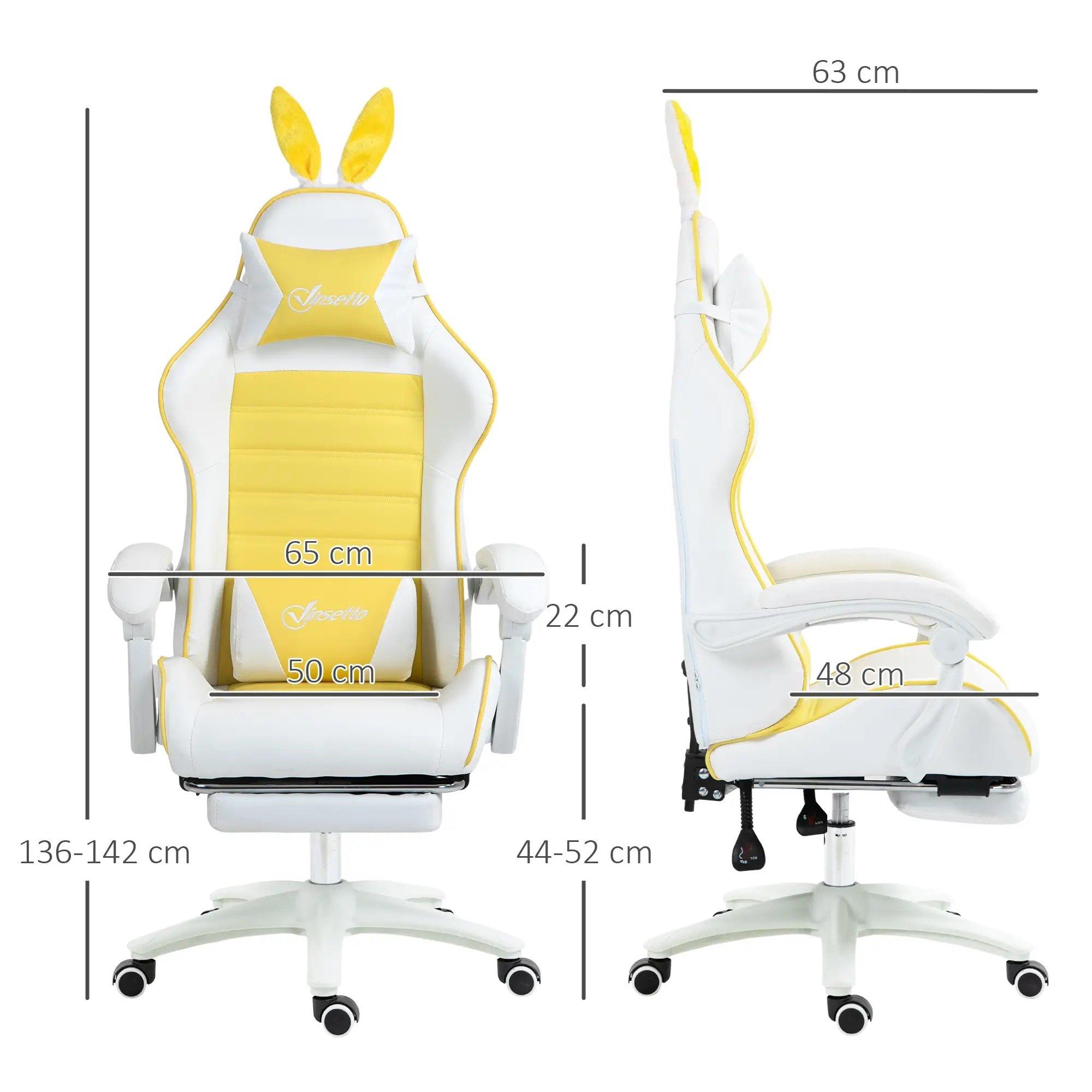 Yellow - HOMCOM Gaming - Vinsetto -  Reclining Gaming Chair  - PU Leather - 3