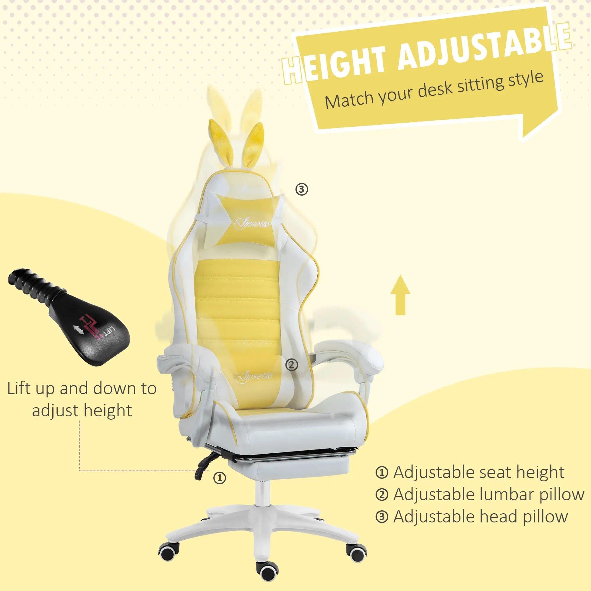 Yellow - HOMCOM Gaming - Vinsetto -  Reclining Gaming Chair  - PU Leather - 5