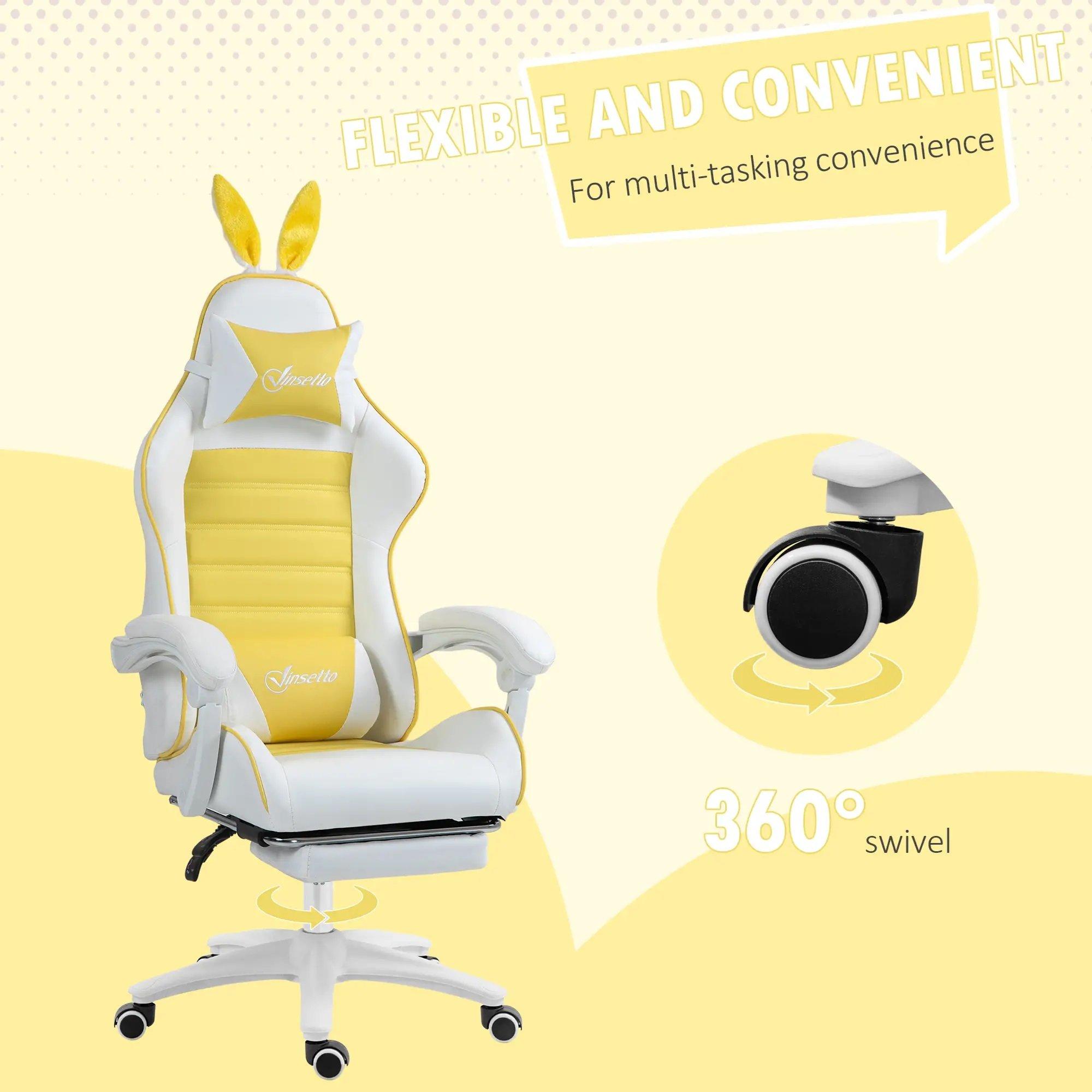 Yellow - HOMCOM Gaming - Vinsetto -  Reclining Gaming Chair  - PU Leather - 7